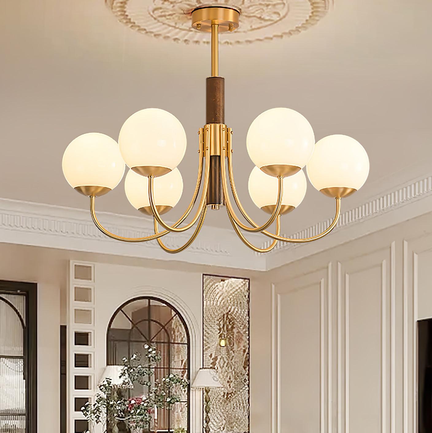 Midas Touch Walnut Sphere Chandelier - Lamp Outdoor