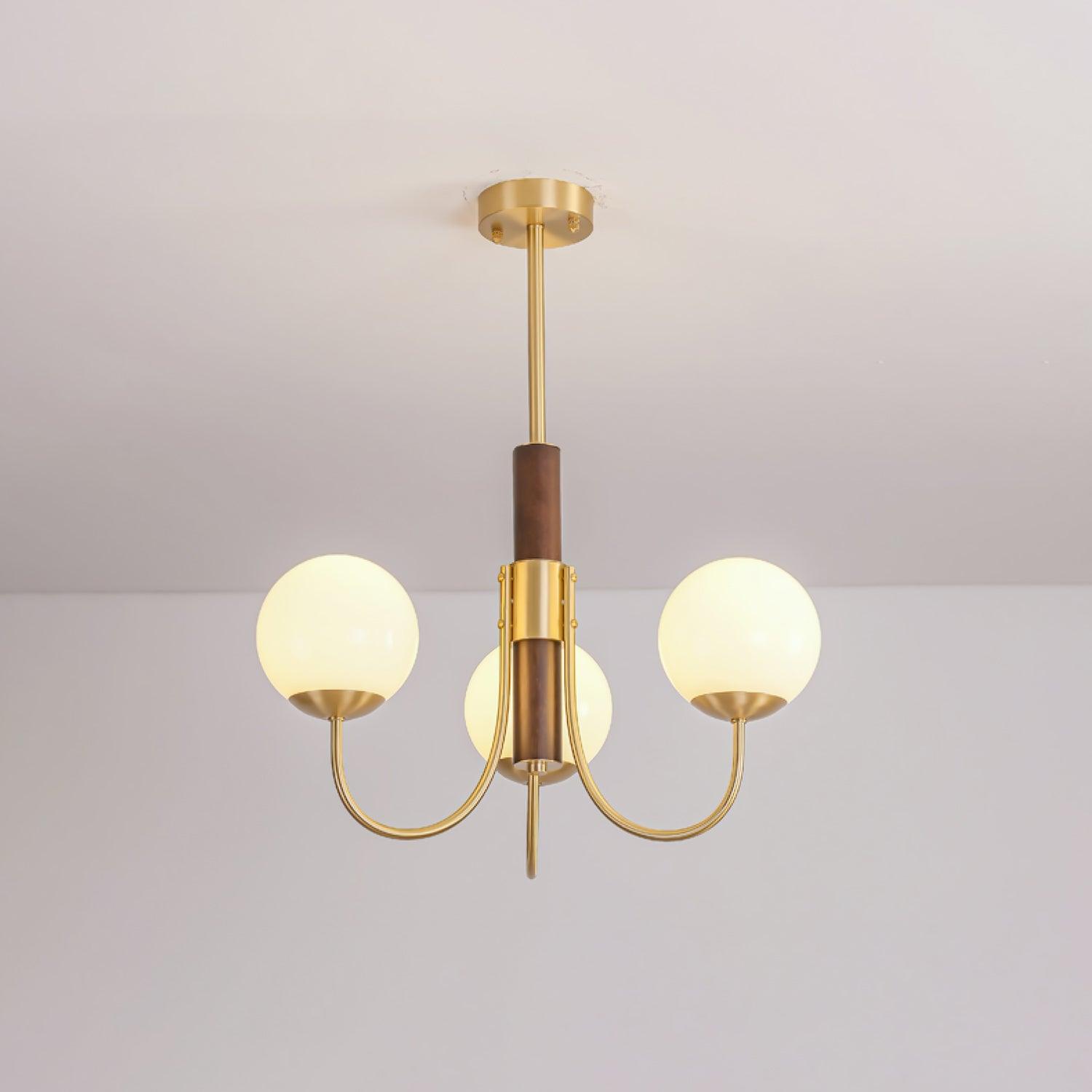 Midas Touch Walnut Sphere Chandelier - Lamp Outdoor