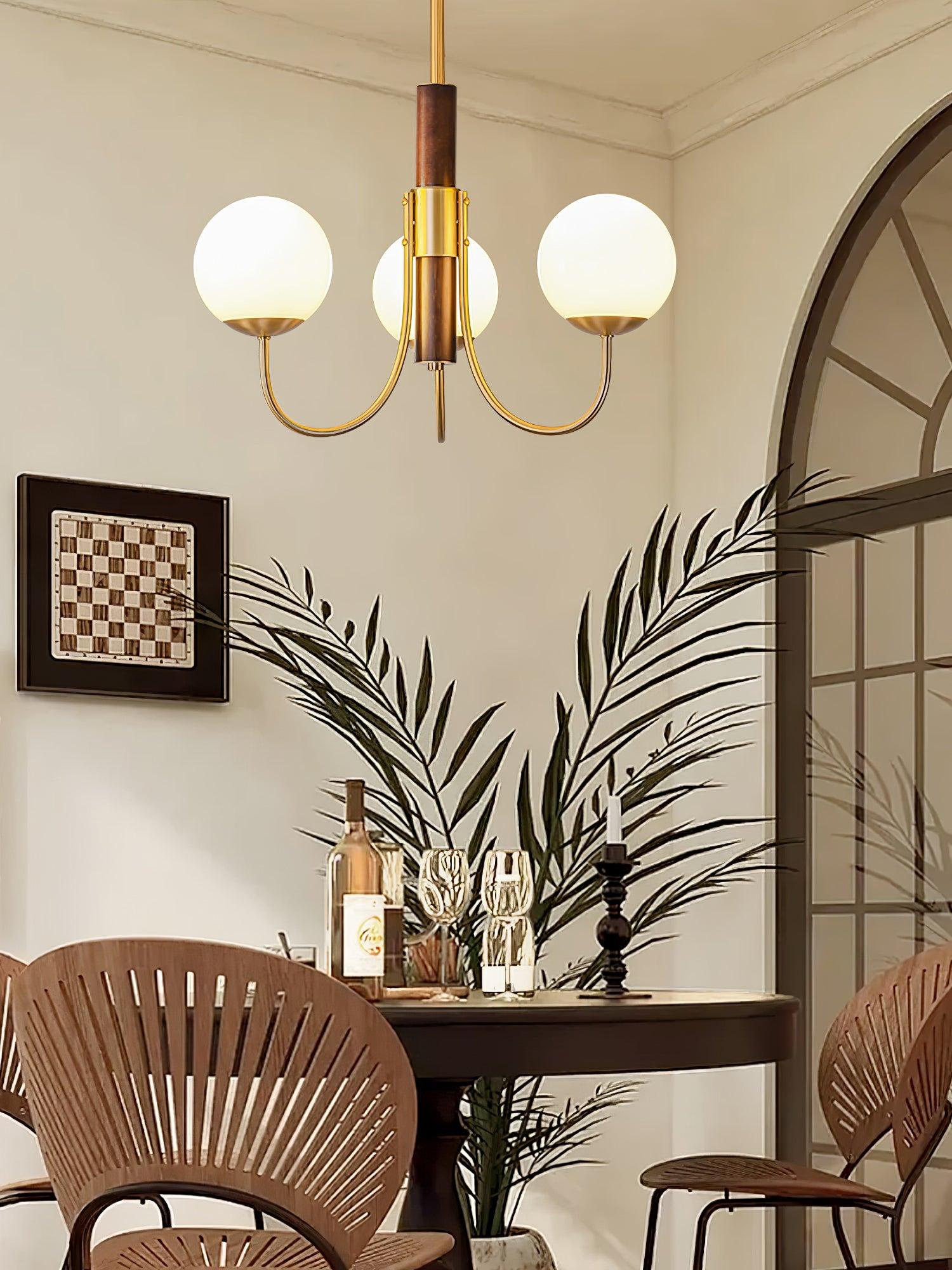 Midas Touch Walnut Sphere Chandelier - Lamp Outdoor