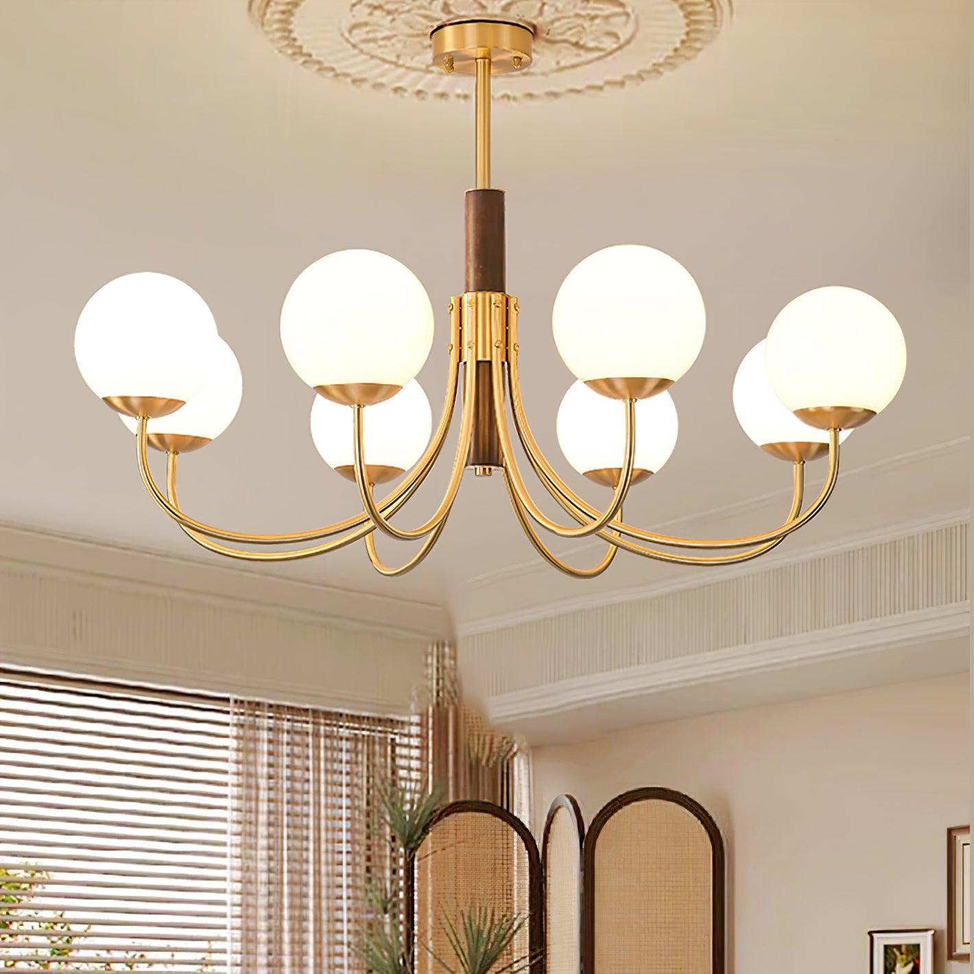 Midas Touch Walnut Sphere Chandelier - Lamp Outdoor