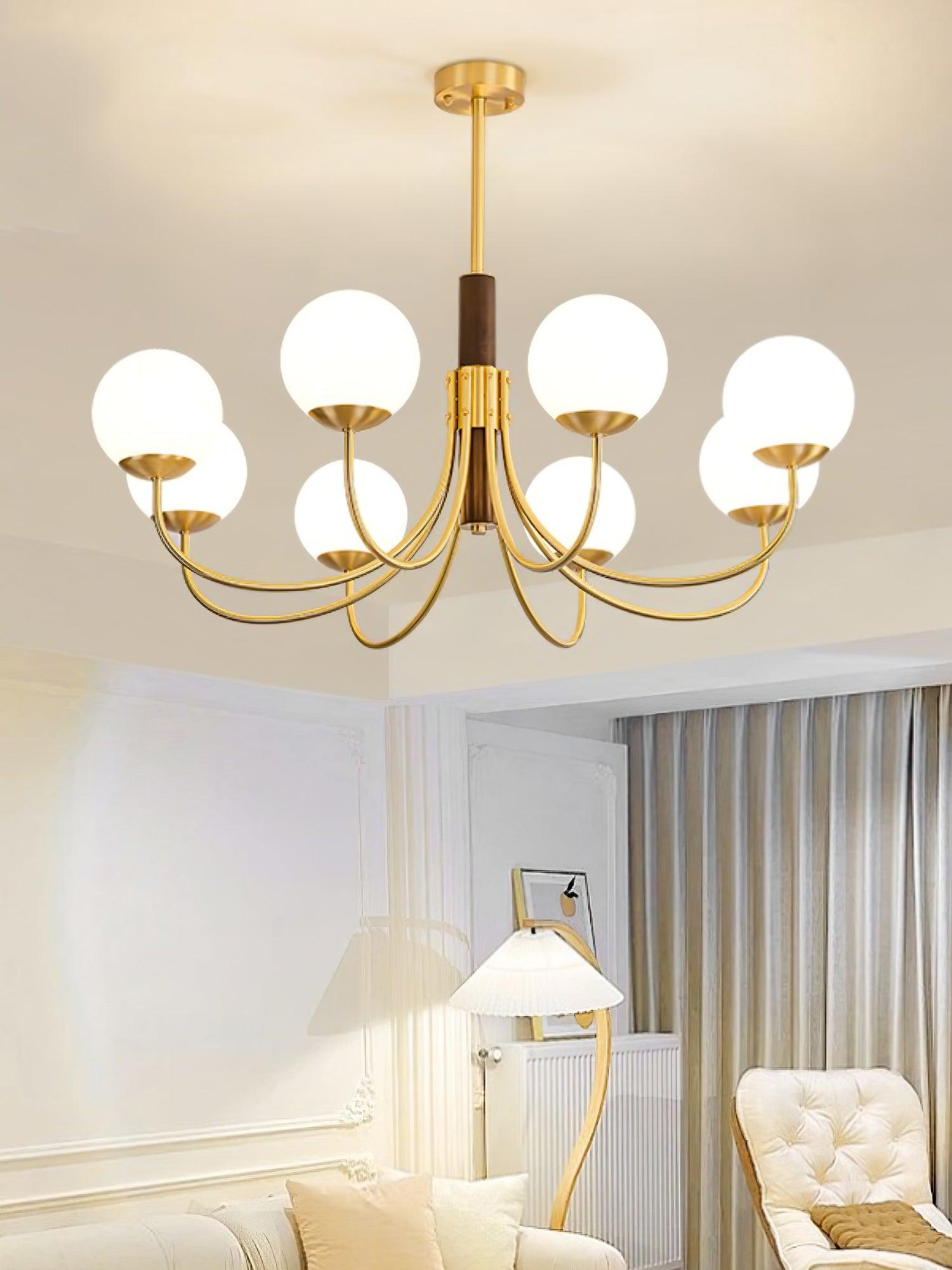 Midas Touch Walnut Sphere Chandelier - Lamp Outdoor