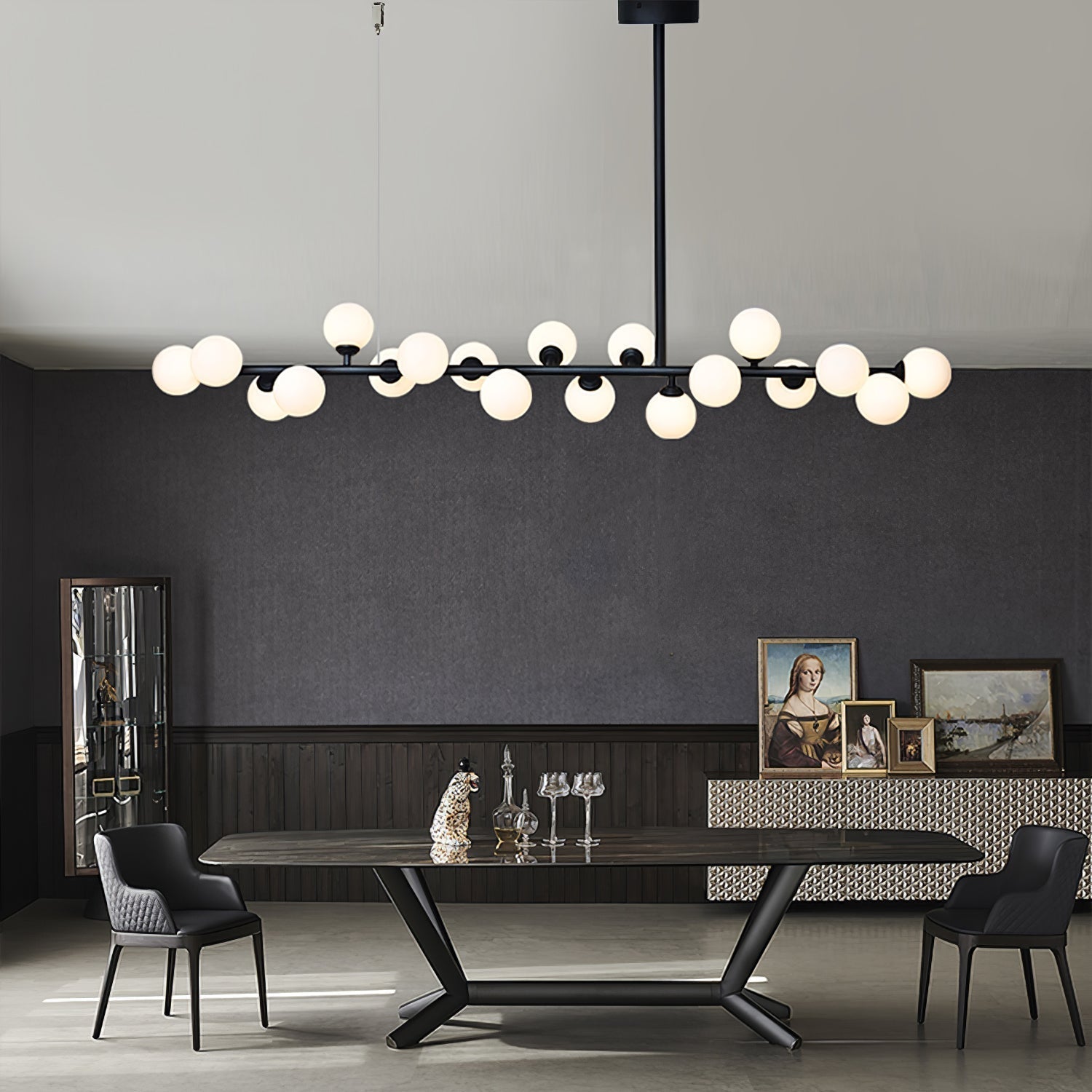 Lumiray Black Linear Globe Pendant Light - Lamp Outdoor