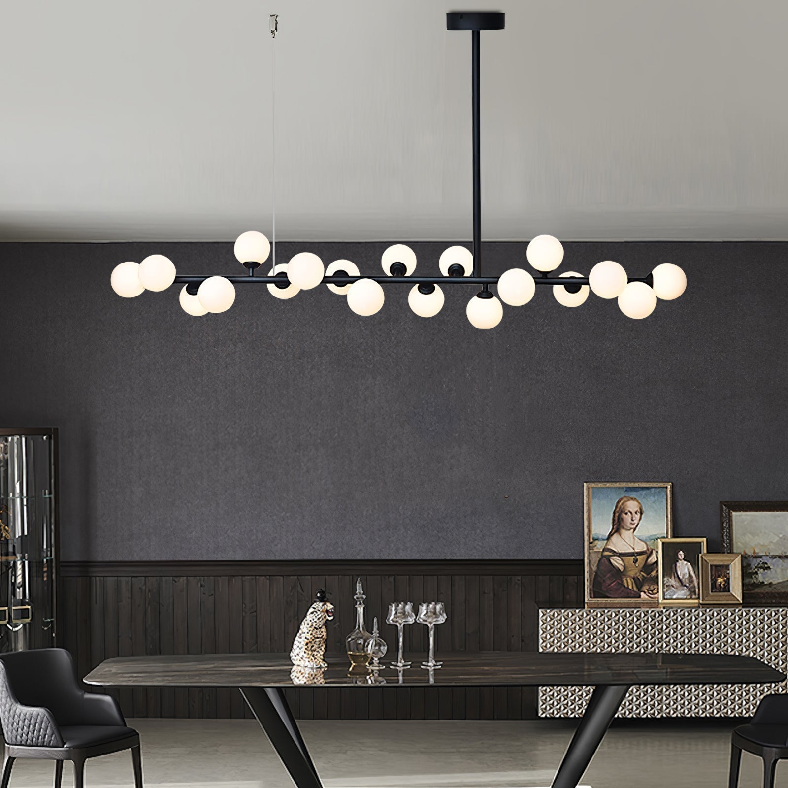 Lumiray Black Linear Globe Pendant Light - Lamp Outdoor