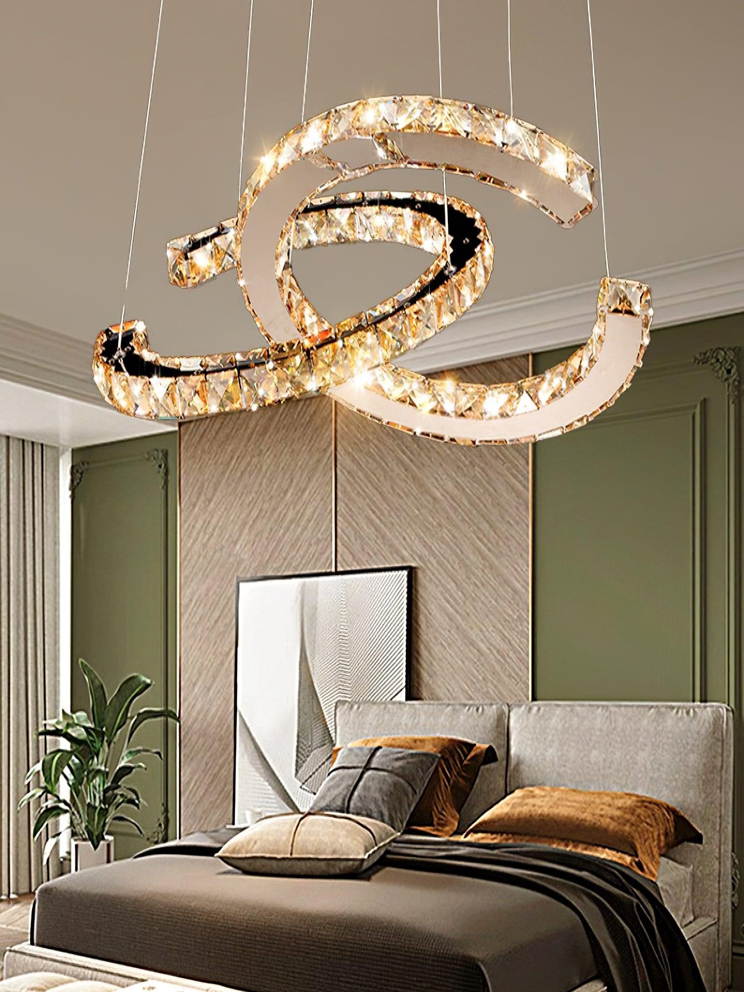 Modern Crystal Double C Chandelier - Lamp Outdoor
