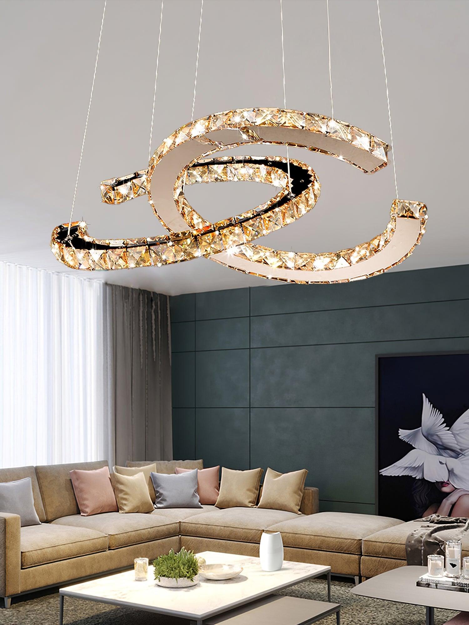 Modern Crystal Double C Chandelier - Lamp Outdoor
