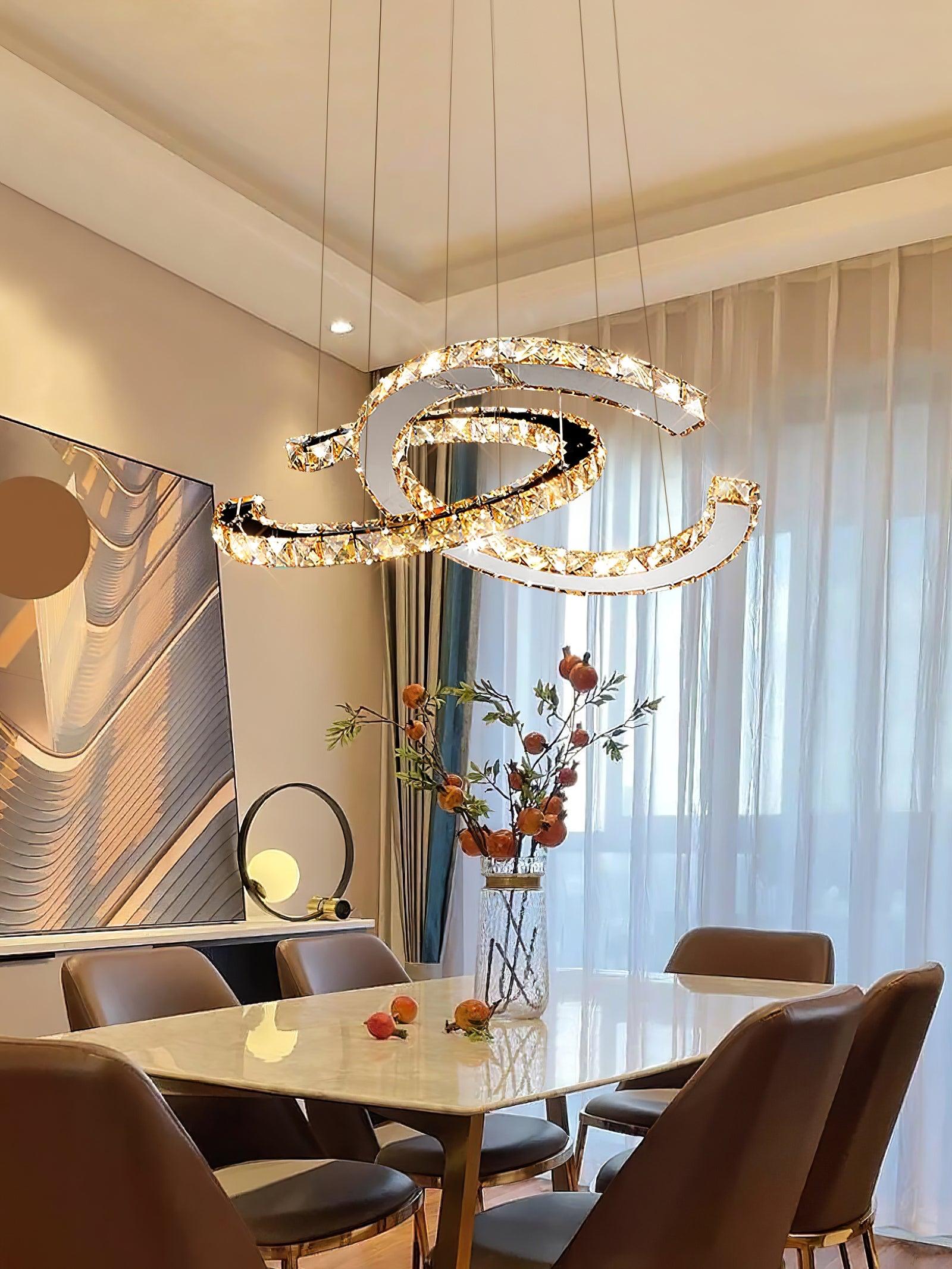 Modern Crystal Double C Chandelier - Lamp Outdoor