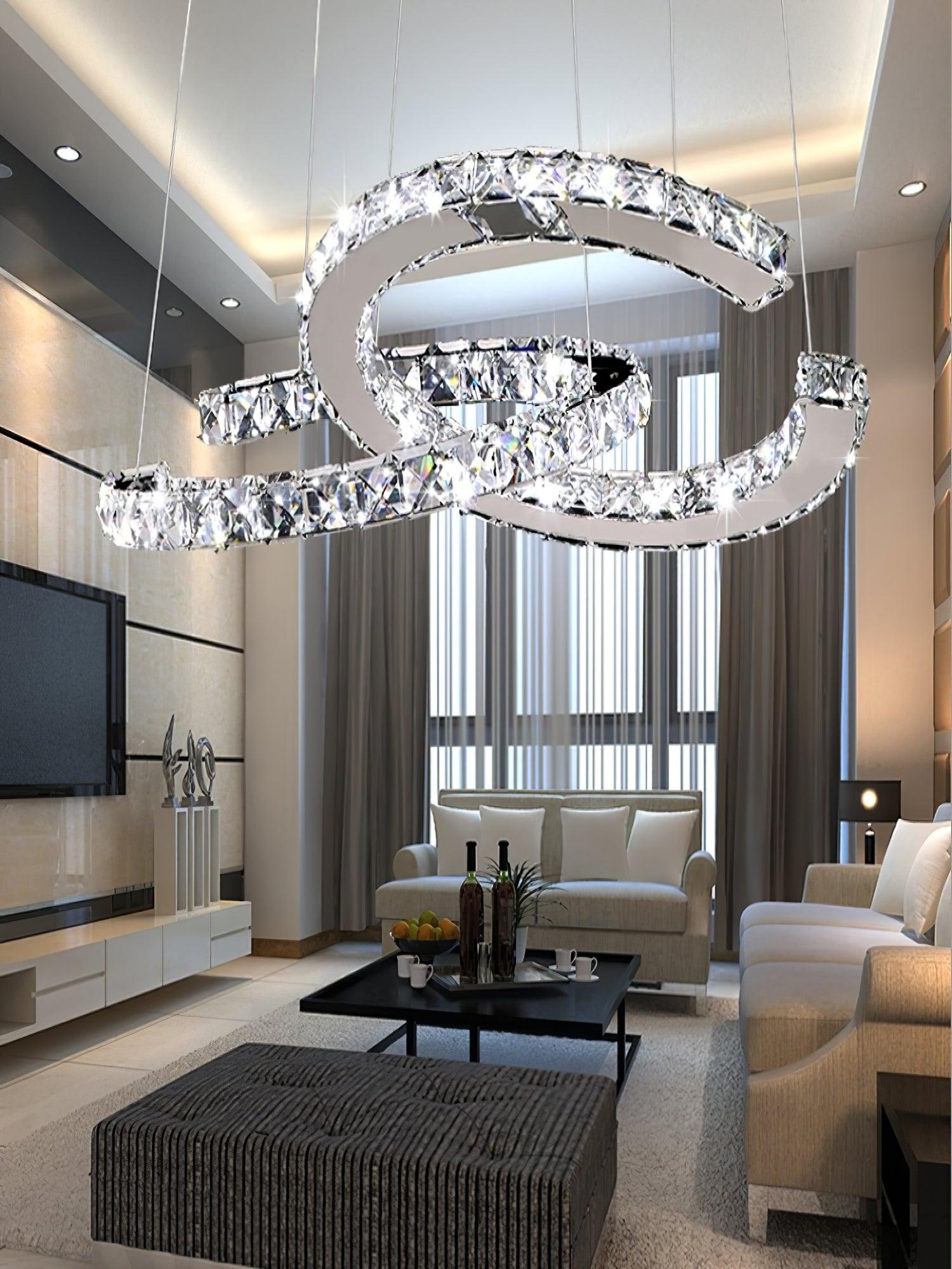 Modern Crystal Double C Chandelier - Lamp Outdoor