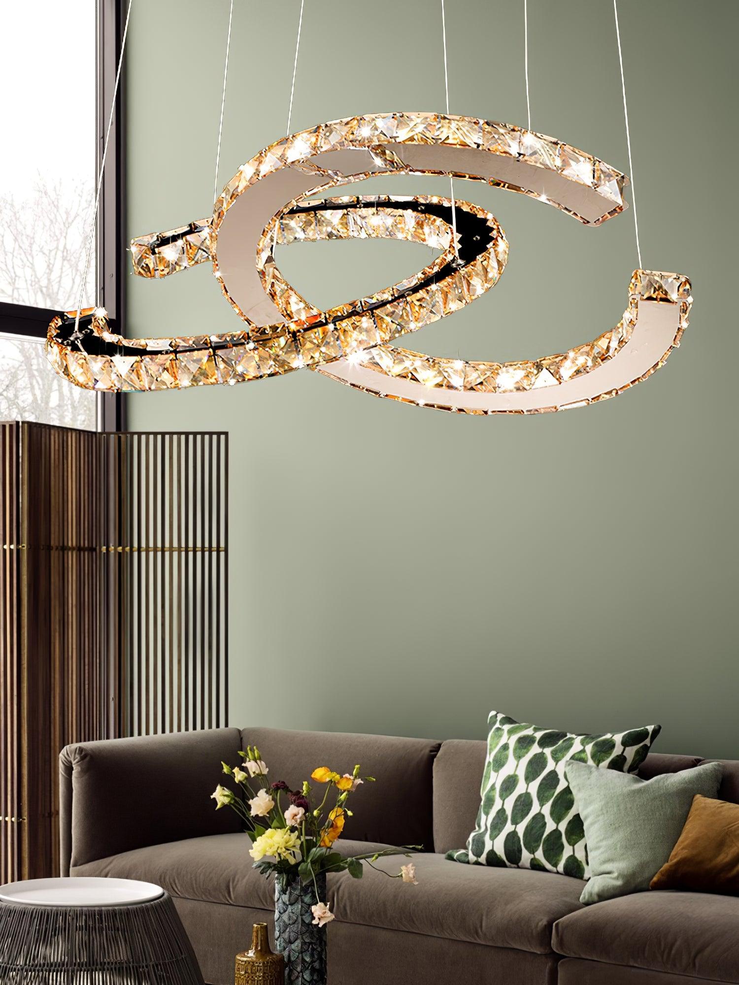 Modern Crystal Double C Chandelier - Lamp Outdoor