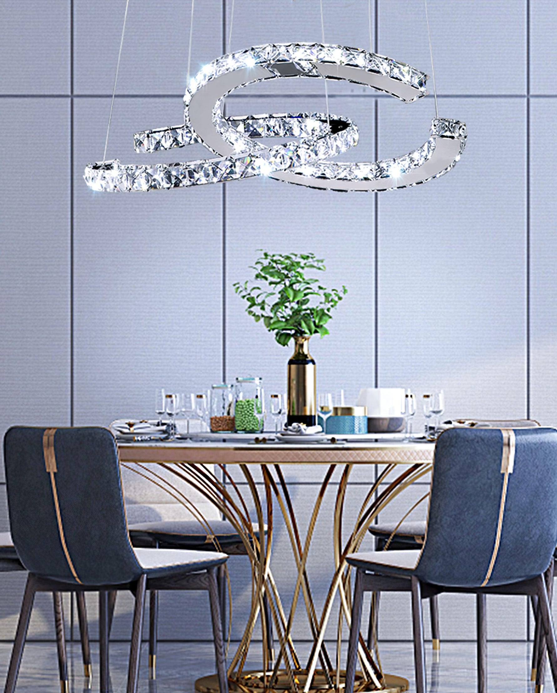 Modern Crystal Double C Chandelier - Lamp Outdoor