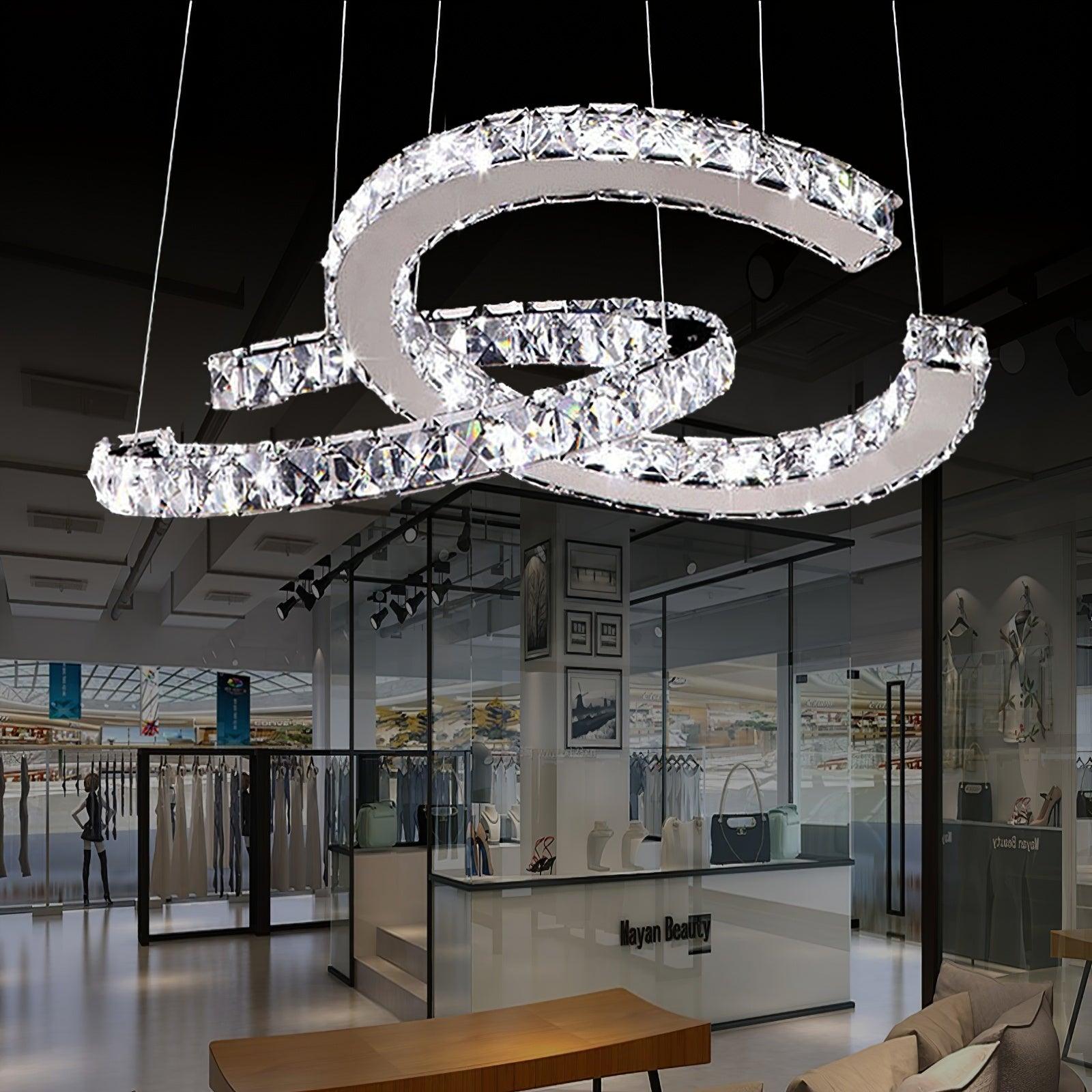 Modern Crystal Double C Chandelier - Lamp Outdoor