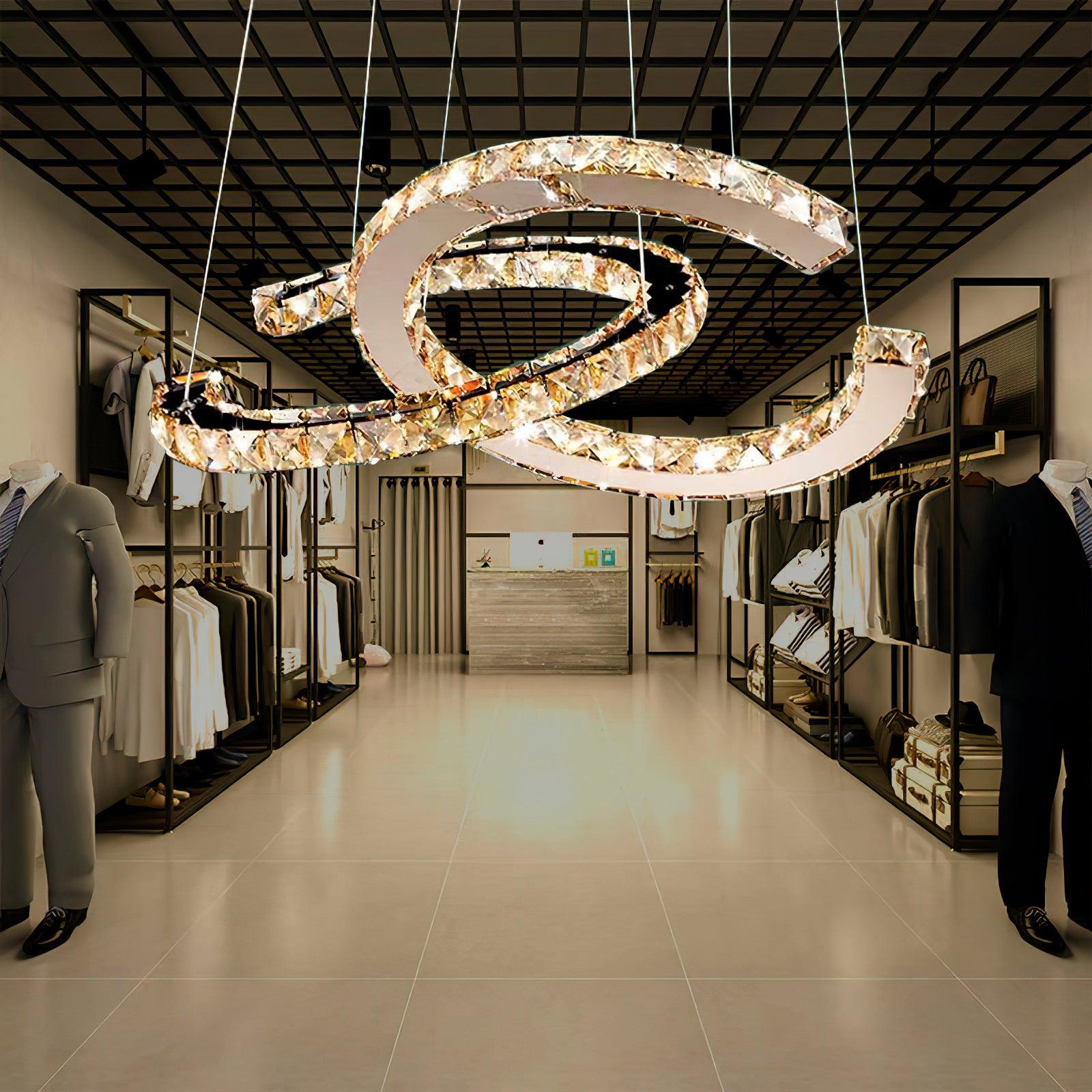 Modern Crystal Double C Chandelier - Lamp Outdoor