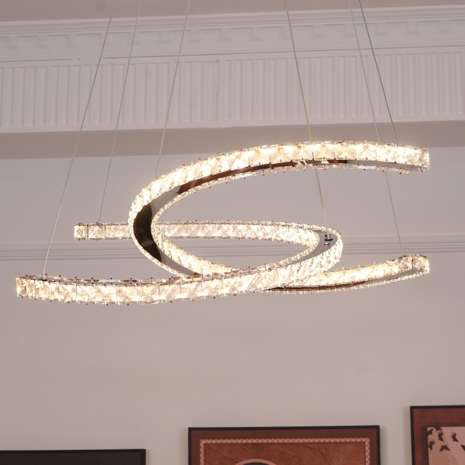 Modern Crystal Double C Chandelier - Lamp Outdoor