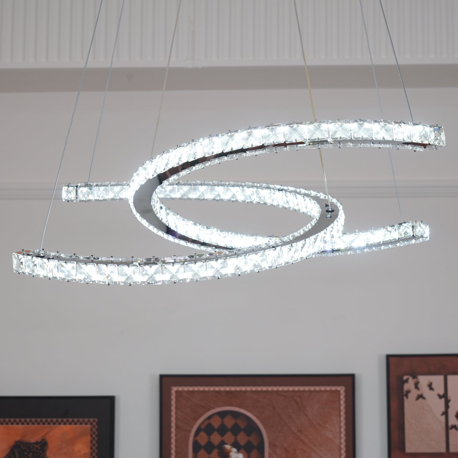 Modern Crystal Double C Chandelier - Lamp Outdoor