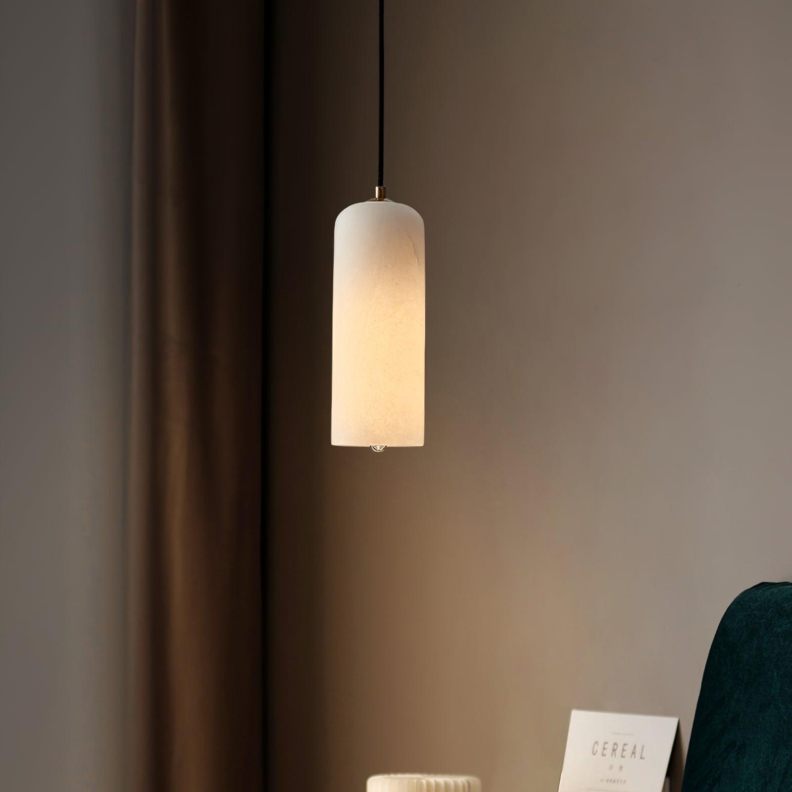 Zashayra Cylindrical Alabaster Pendant Light - Lamp Outdoor