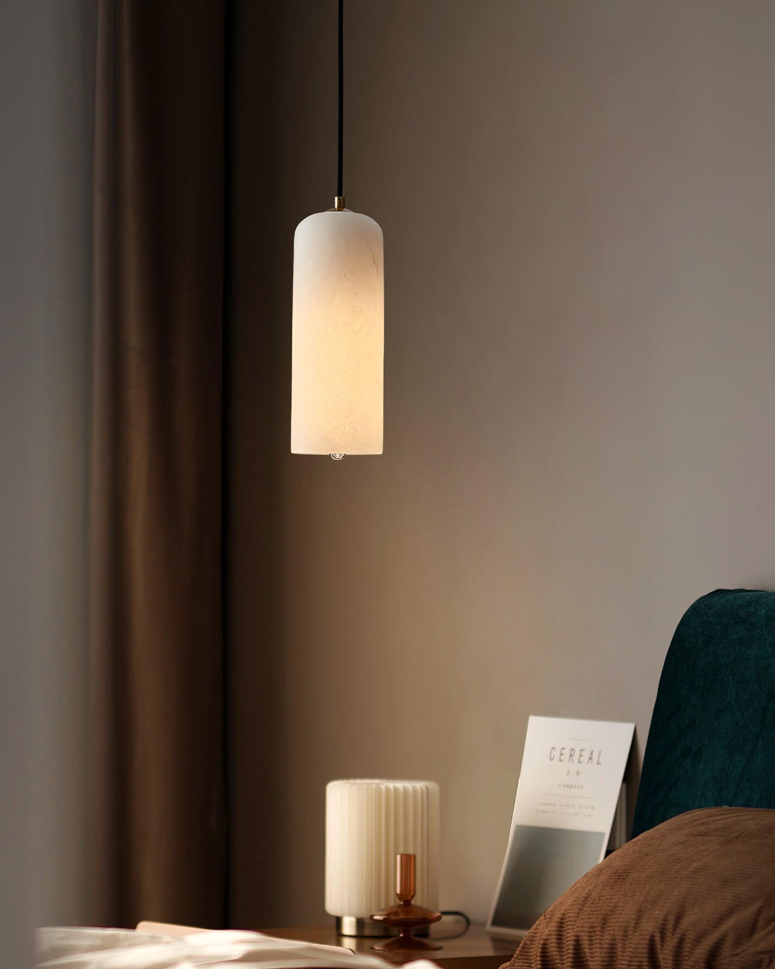 Zashayra Cylindrical Alabaster Pendant Light - Lamp Outdoor