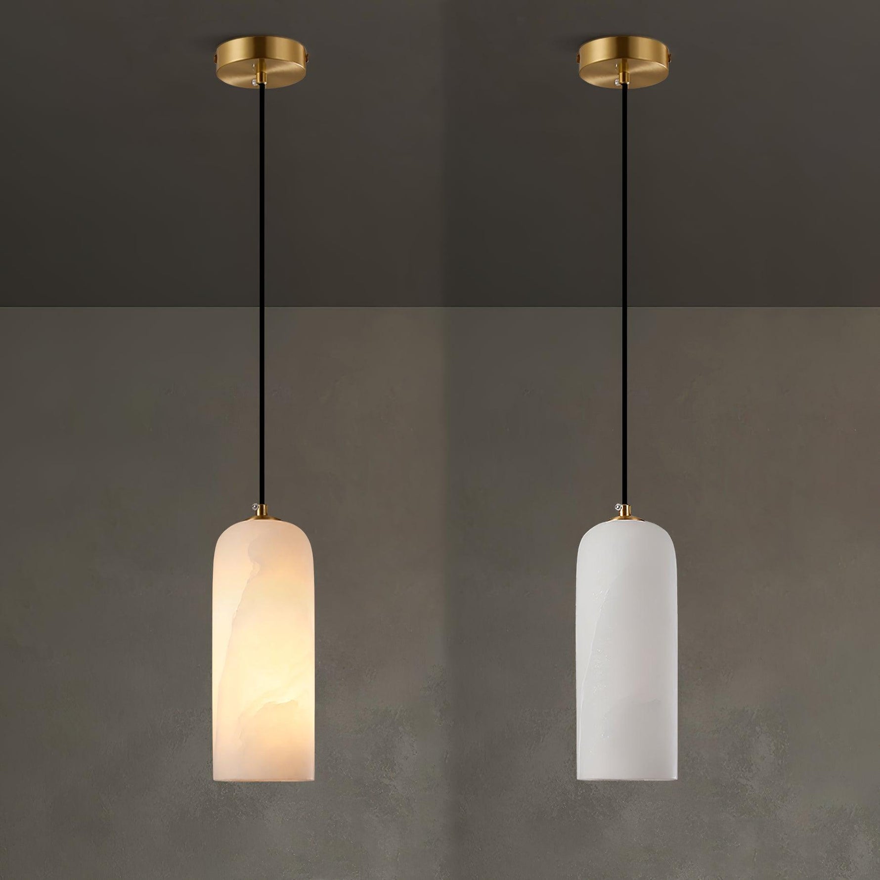 Zashayra Cylindrical Alabaster Pendant Light - Lamp Outdoor