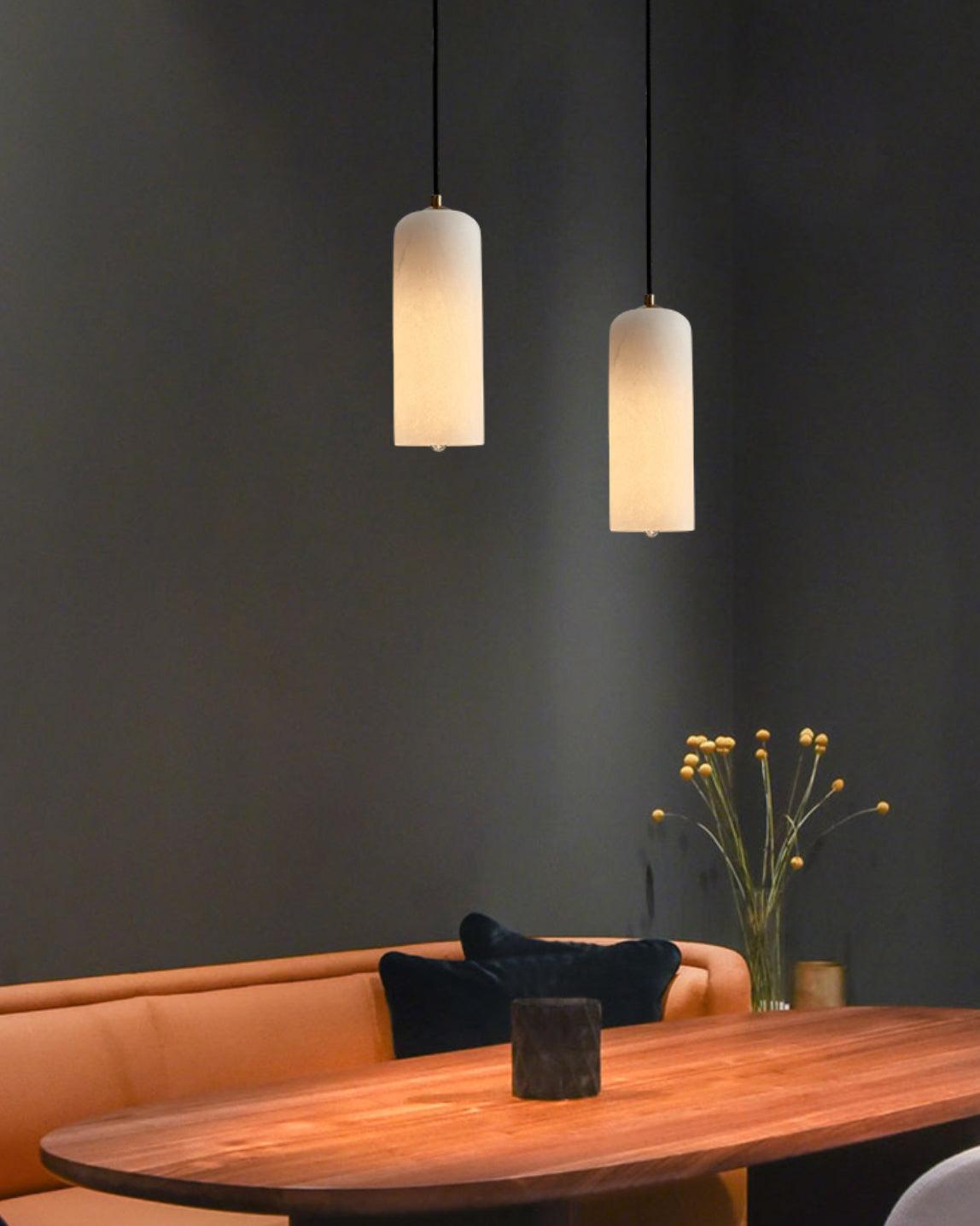 Zashayra Cylindrical Alabaster Pendant Light - Lamp Outdoor