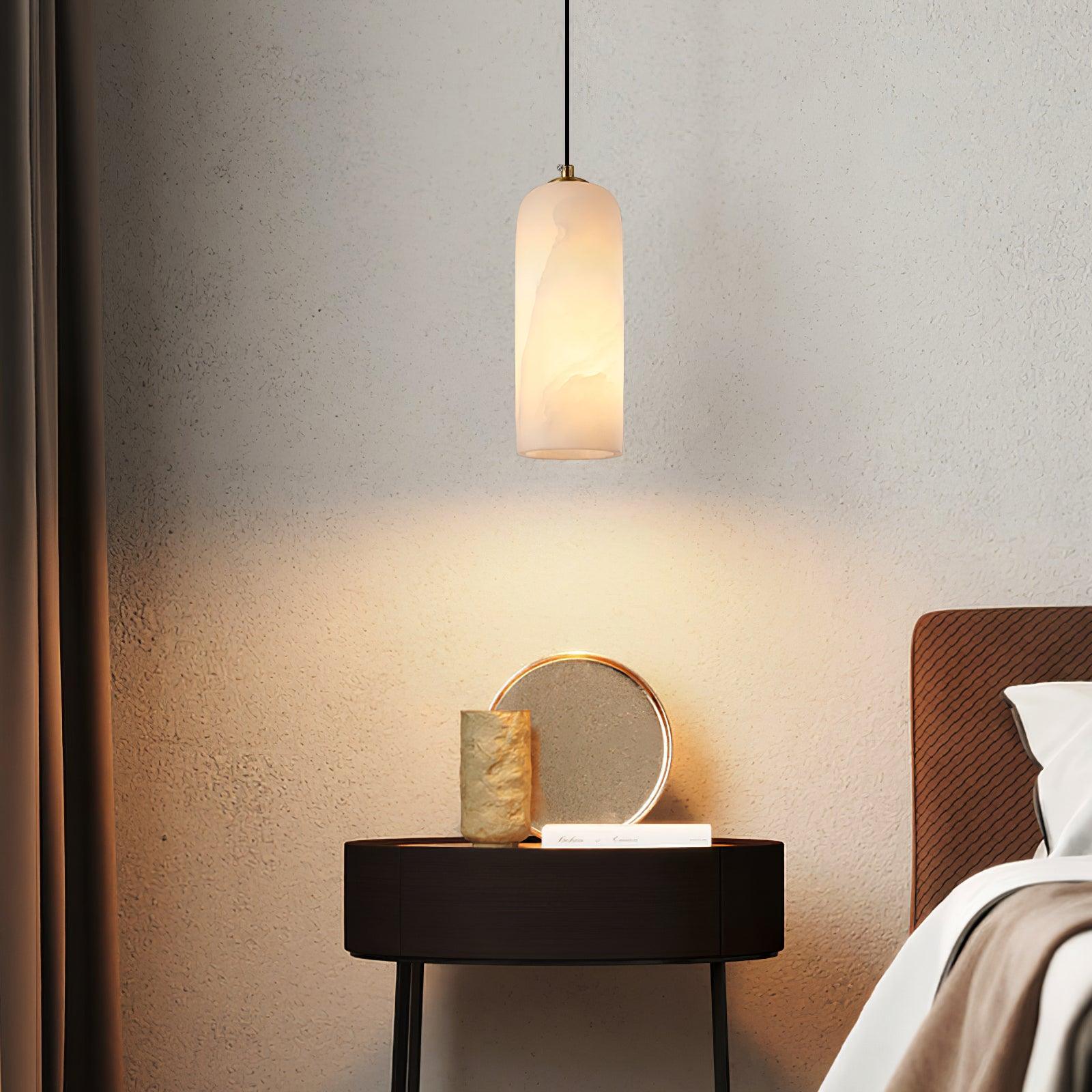 Zashayra Cylindrical Alabaster Pendant Light - Lamp Outdoor
