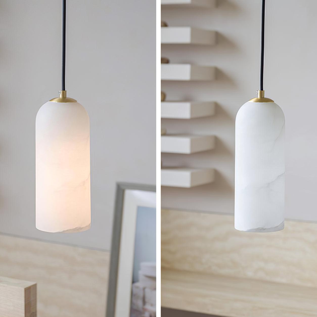 Zashayra Cylindrical Alabaster Pendant Light - Lamp Outdoor