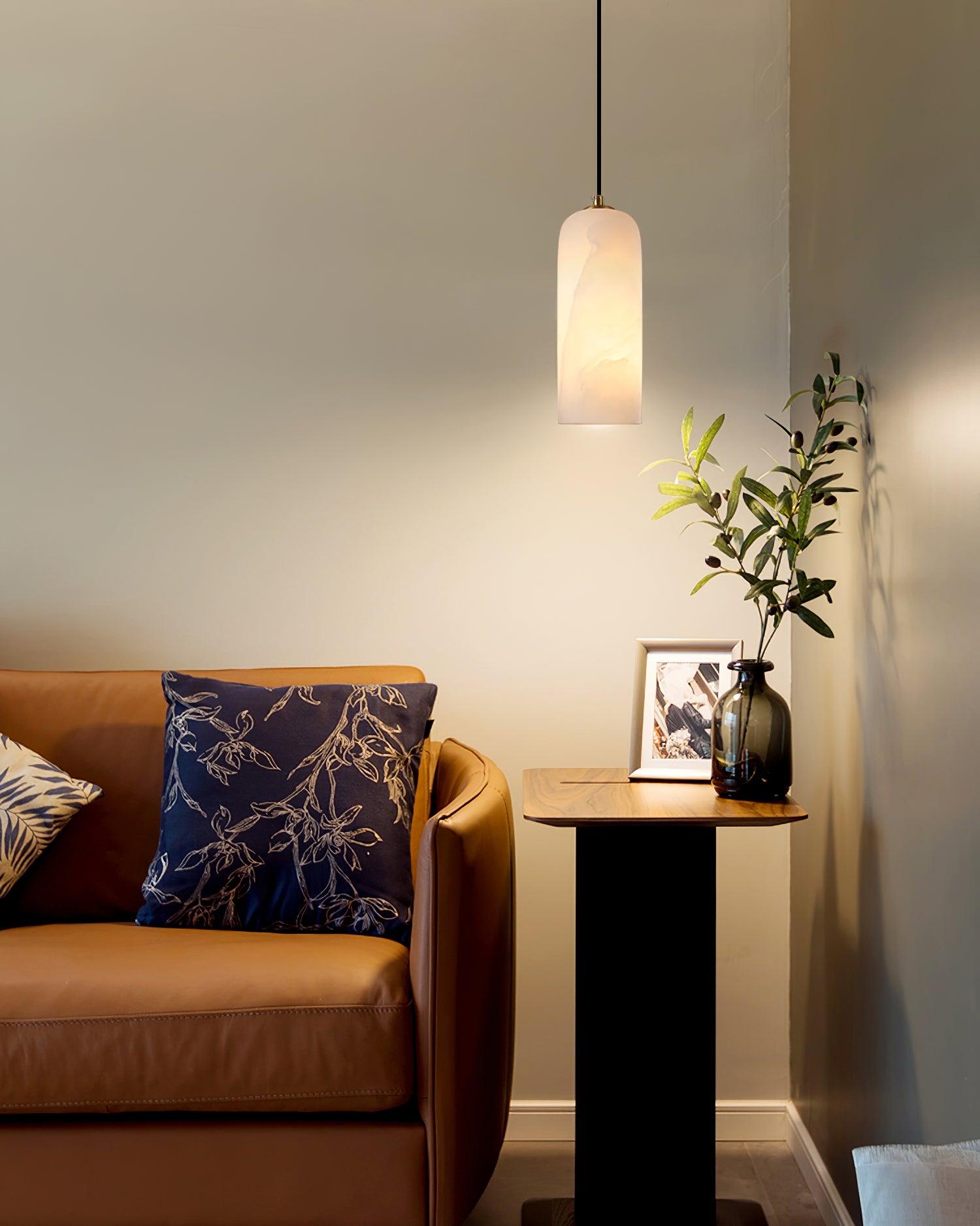 Zashayra Cylindrical Alabaster Pendant Light - Lamp Outdoor