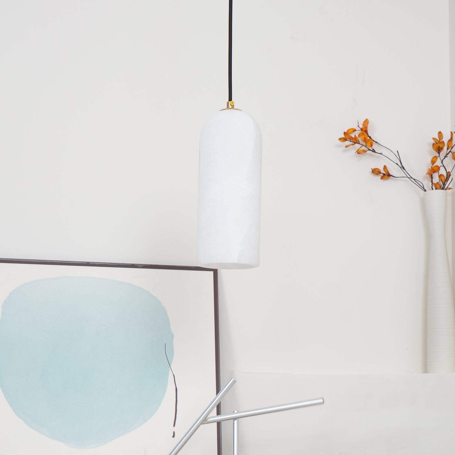 Zashayra Cylindrical Alabaster Pendant Light - Lamp Outdoor