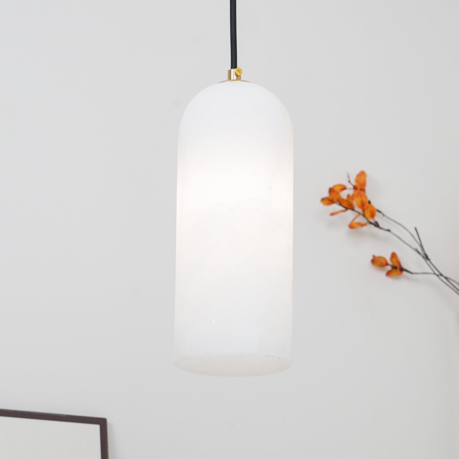 Zashayra Cylindrical Alabaster Pendant Light - Lamp Outdoor