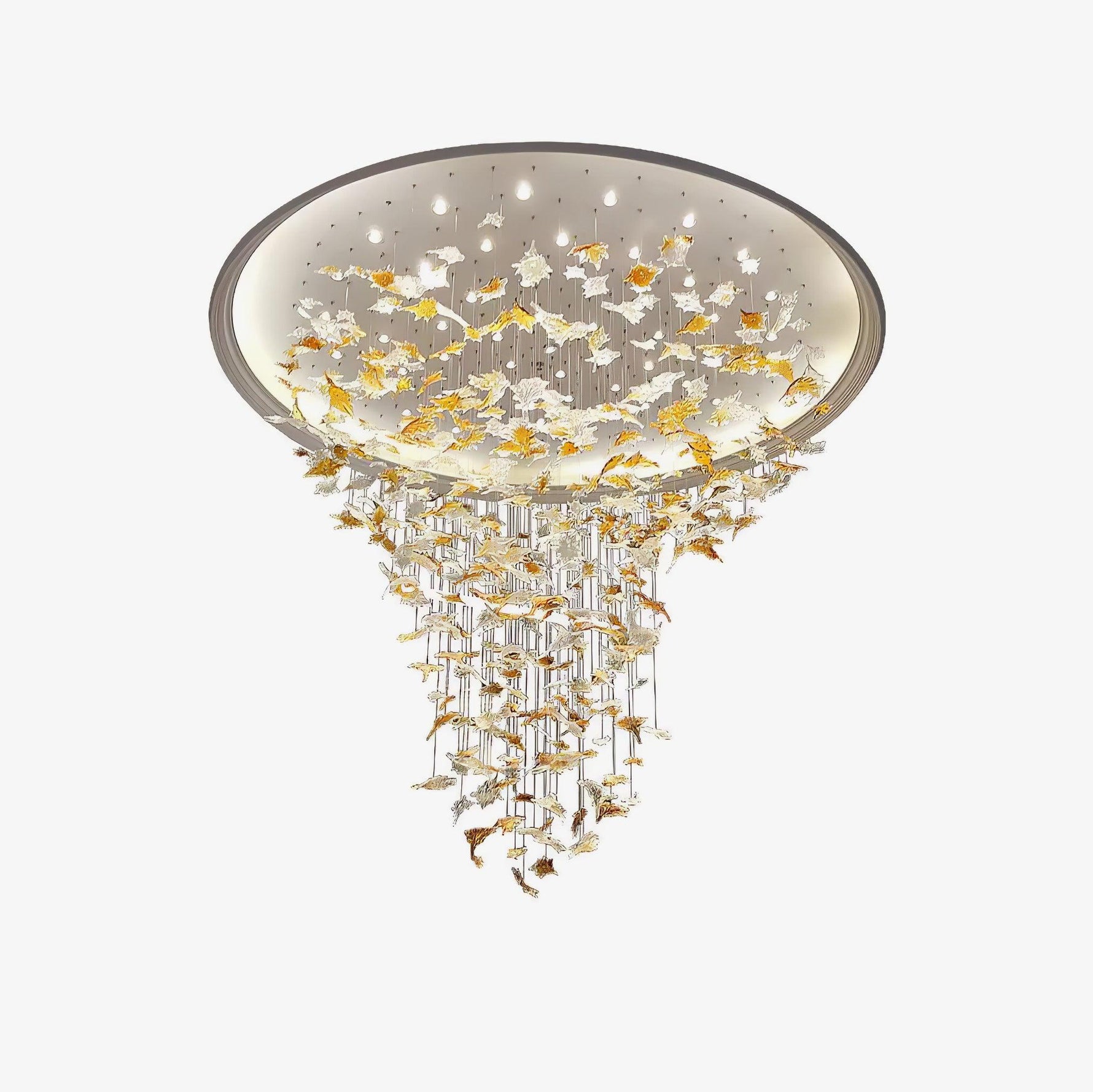 Syraean Multicolor Maple Leaf Metal Crystal Chandelier - Lamp Outdoor