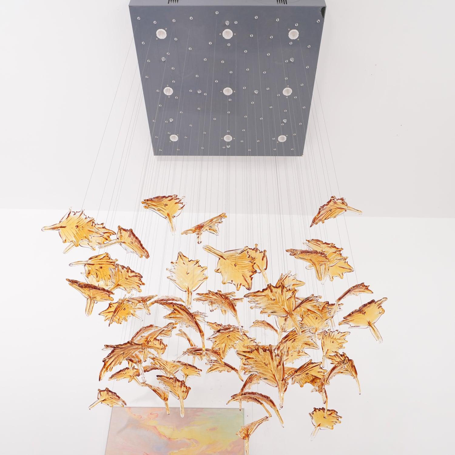 Syraean Multicolor Maple Leaf Metal Crystal Chandelier - Lamp Outdoor