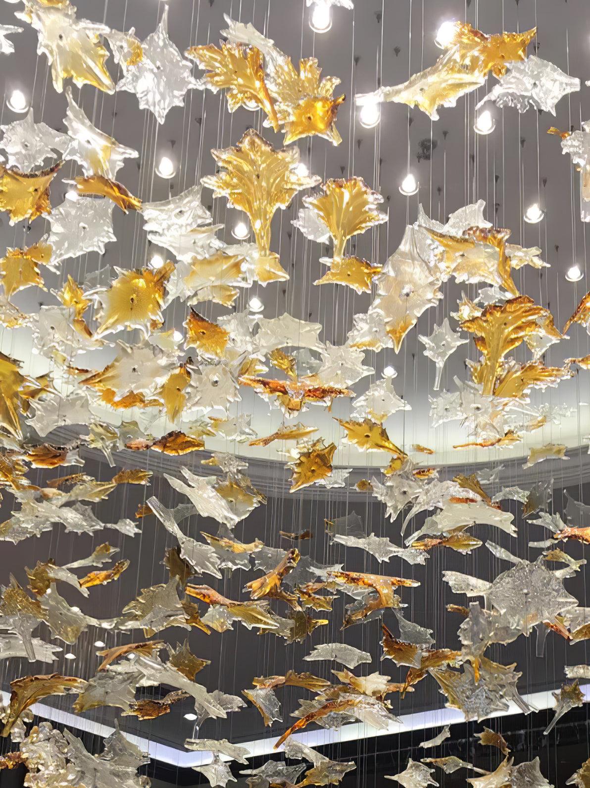 Syraean Multicolor Maple Leaf Metal Crystal Chandelier - Lamp Outdoor