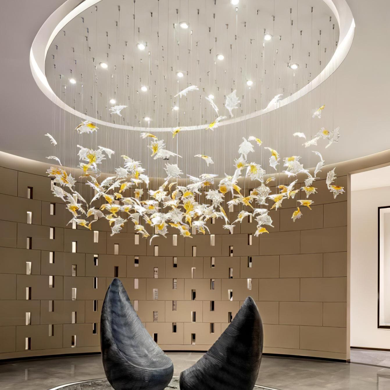 Syraean Multicolor Maple Leaf Metal Crystal Chandelier - Lamp Outdoor
