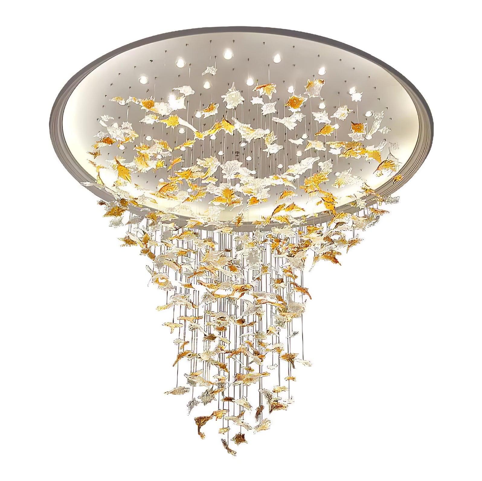Syraean Multicolor Maple Leaf Metal Crystal Chandelier - Lamp Outdoor