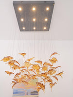 Syraean Multicolor Maple Leaf Metal Crystal Chandelier - Lamp Outdoor