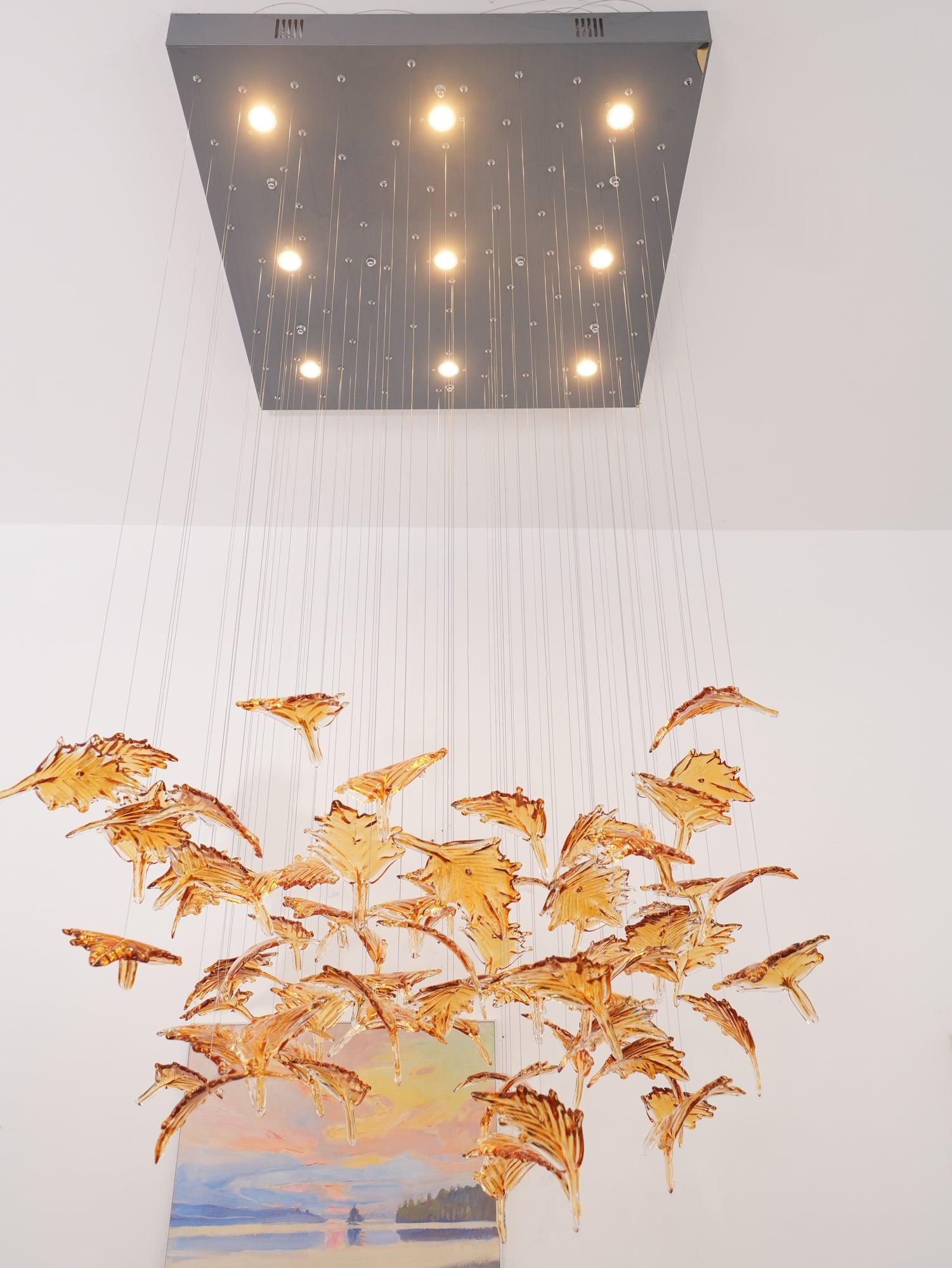 Syraean Multicolor Maple Leaf Metal Crystal Chandelier - Lamp Outdoor