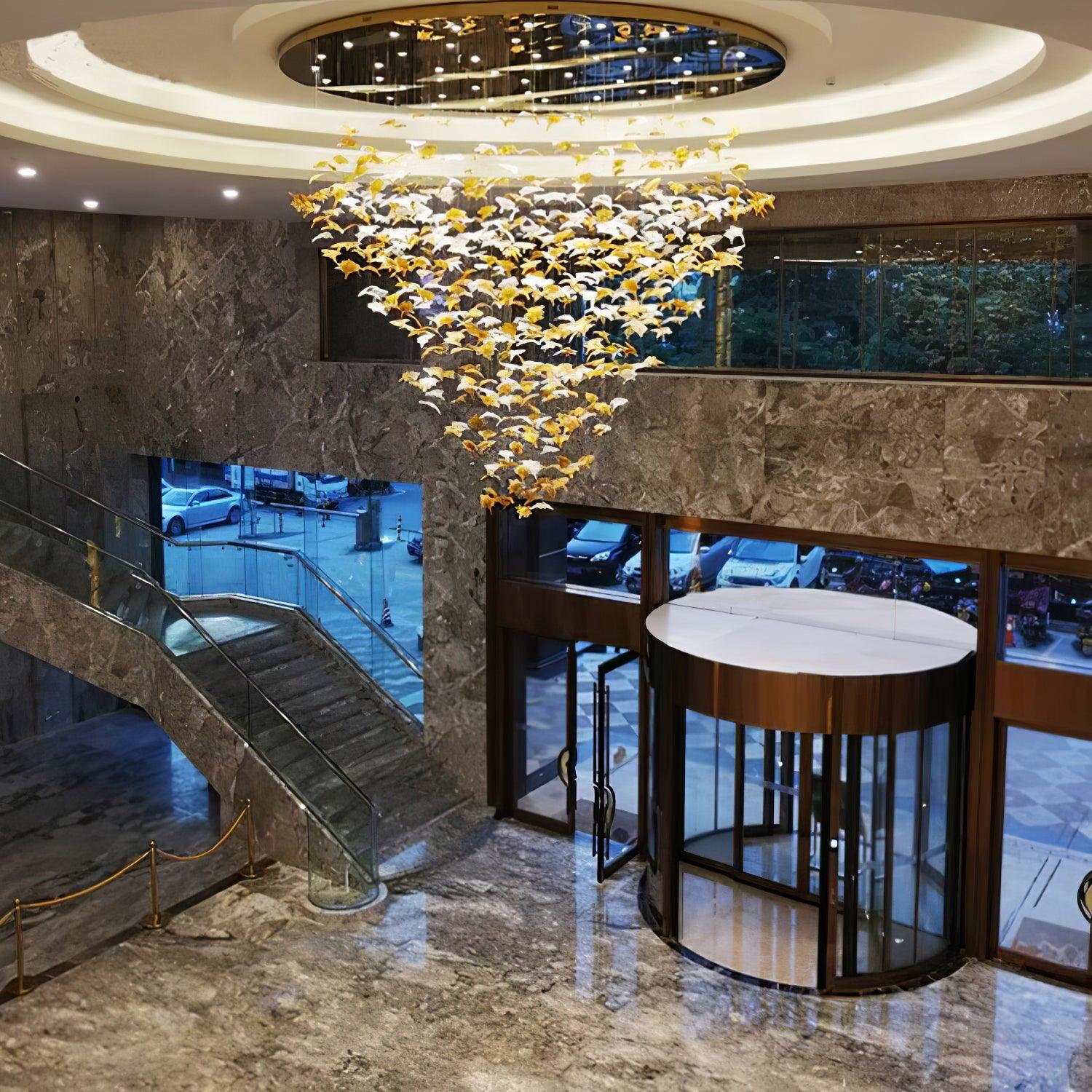 Syraean Multicolor Maple Leaf Metal Crystal Chandelier - Lamp Outdoor