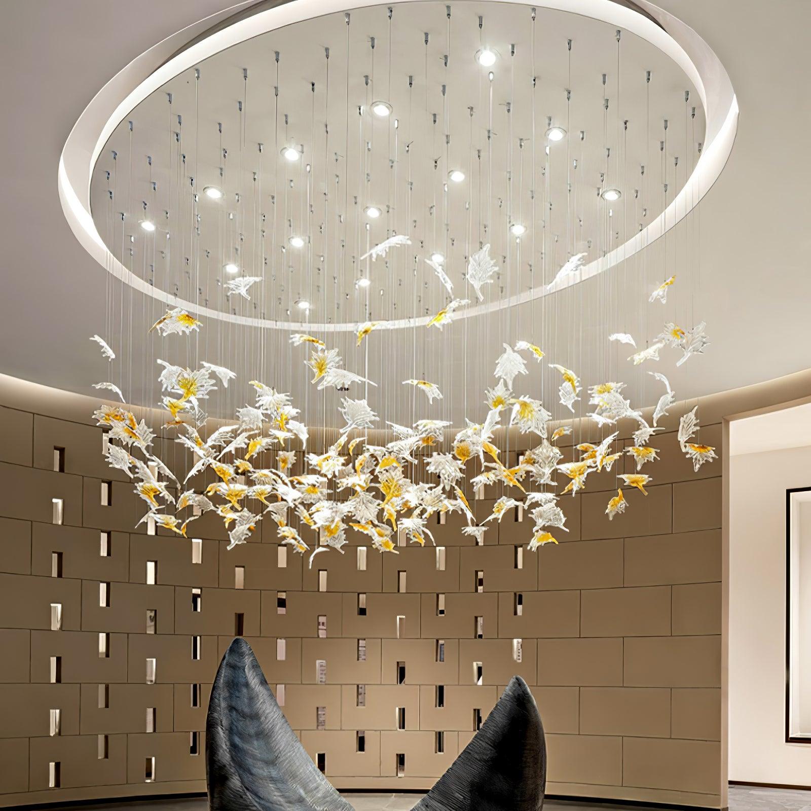 Syraean Multicolor Maple Leaf Metal Crystal Chandelier - Lamp Outdoor