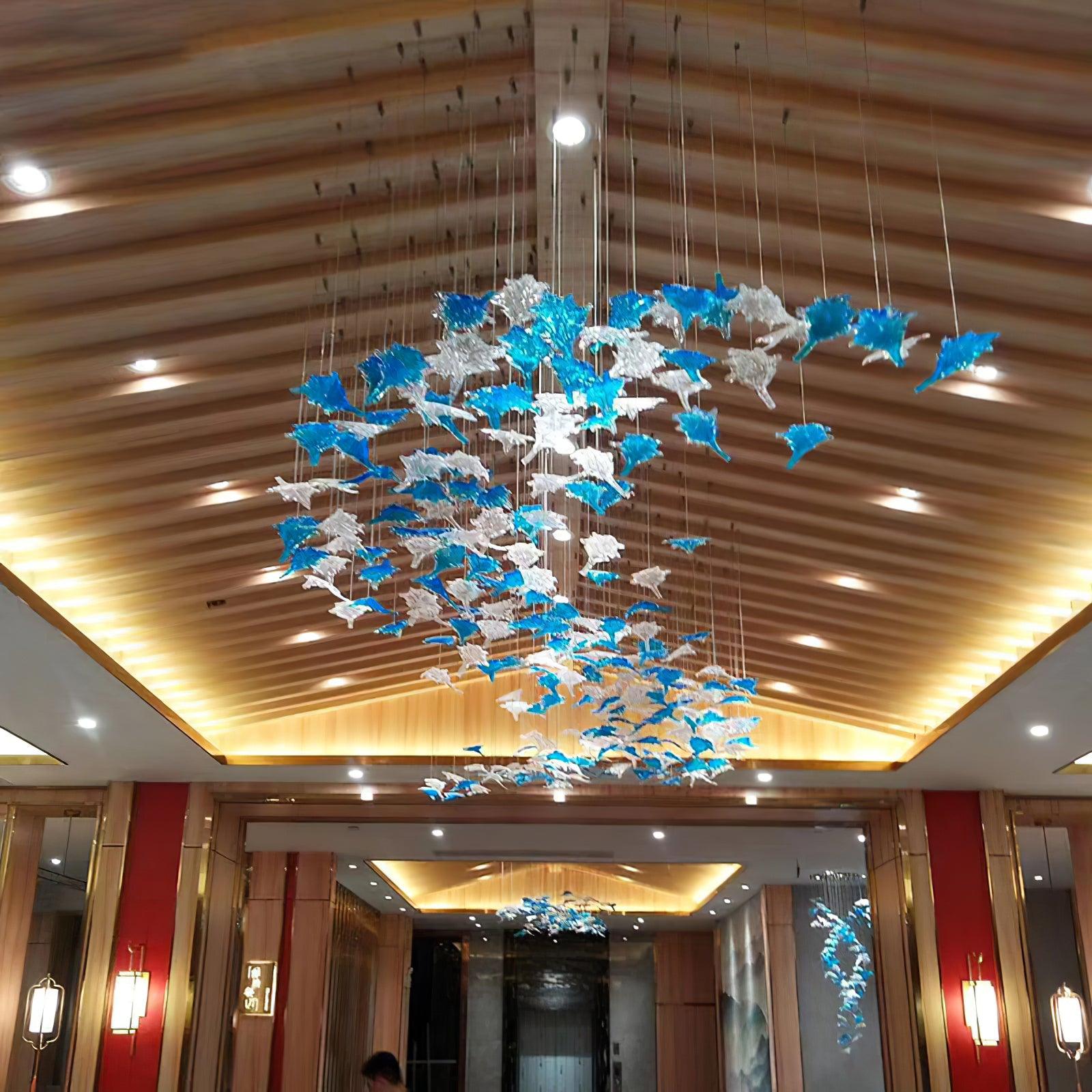 Syraean Multicolor Maple Leaf Metal Crystal Chandelier - Lamp Outdoor