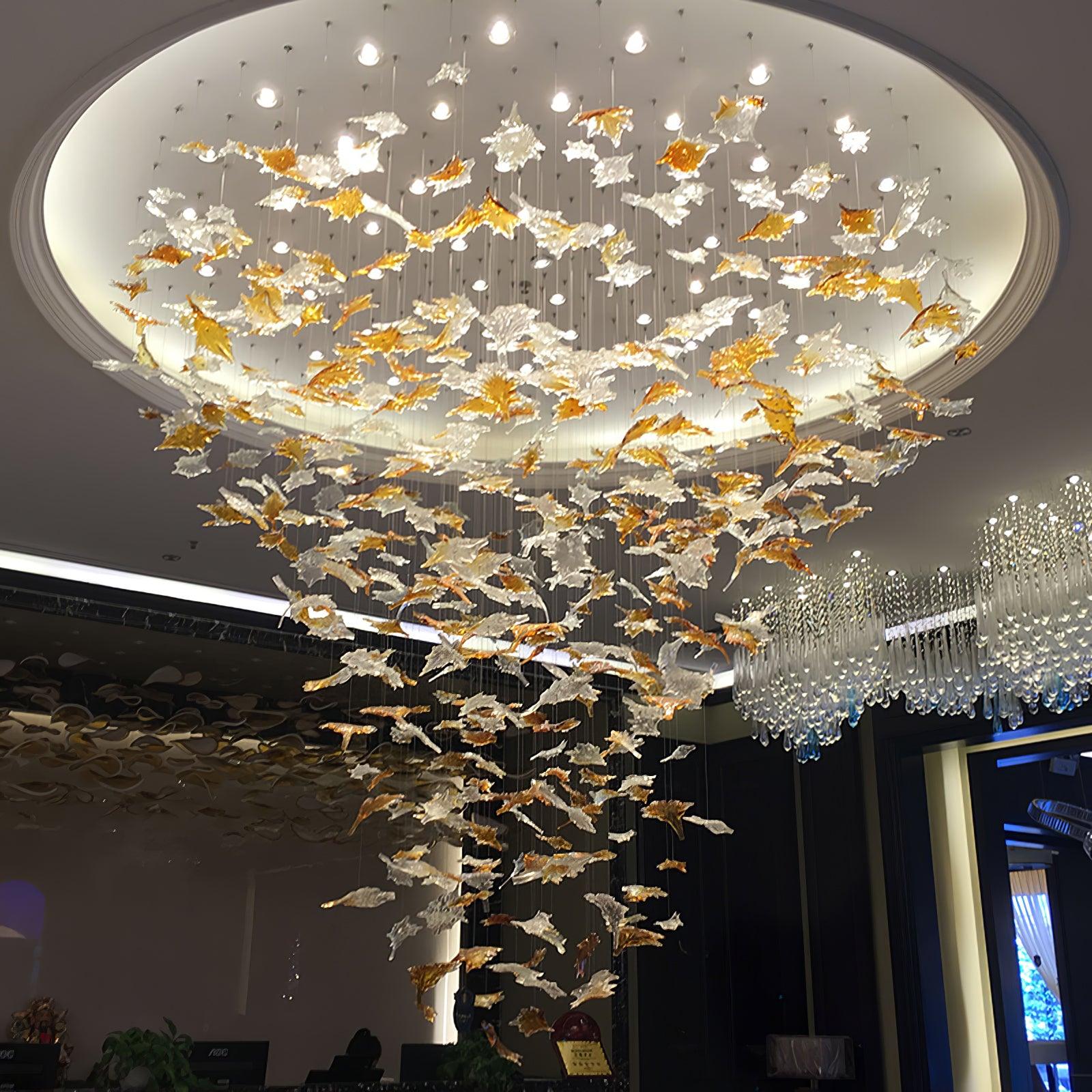 Syraean Multicolor Maple Leaf Metal Crystal Chandelier - Lamp Outdoor