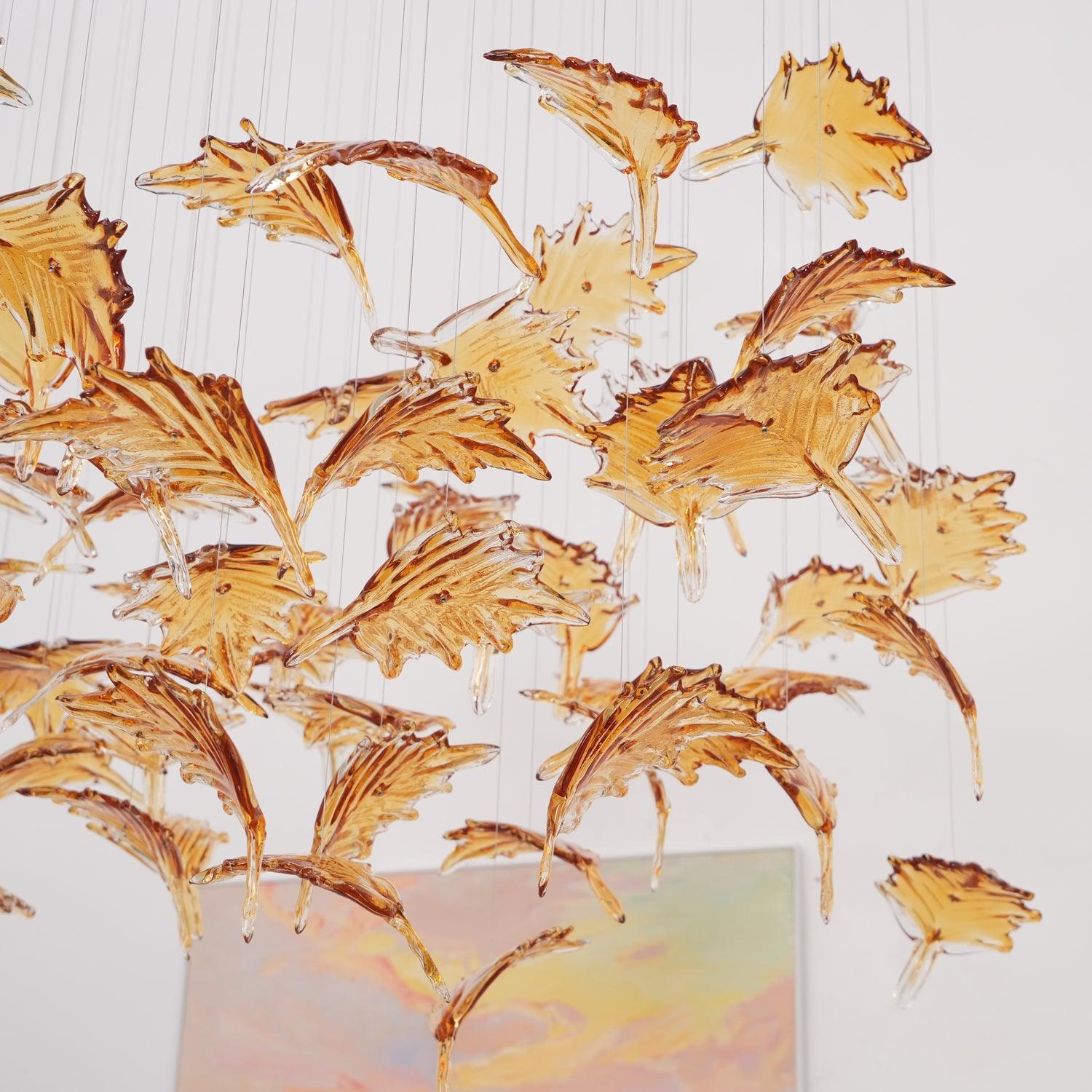Syraean Multicolor Maple Leaf Metal Crystal Chandelier - Lamp Outdoor