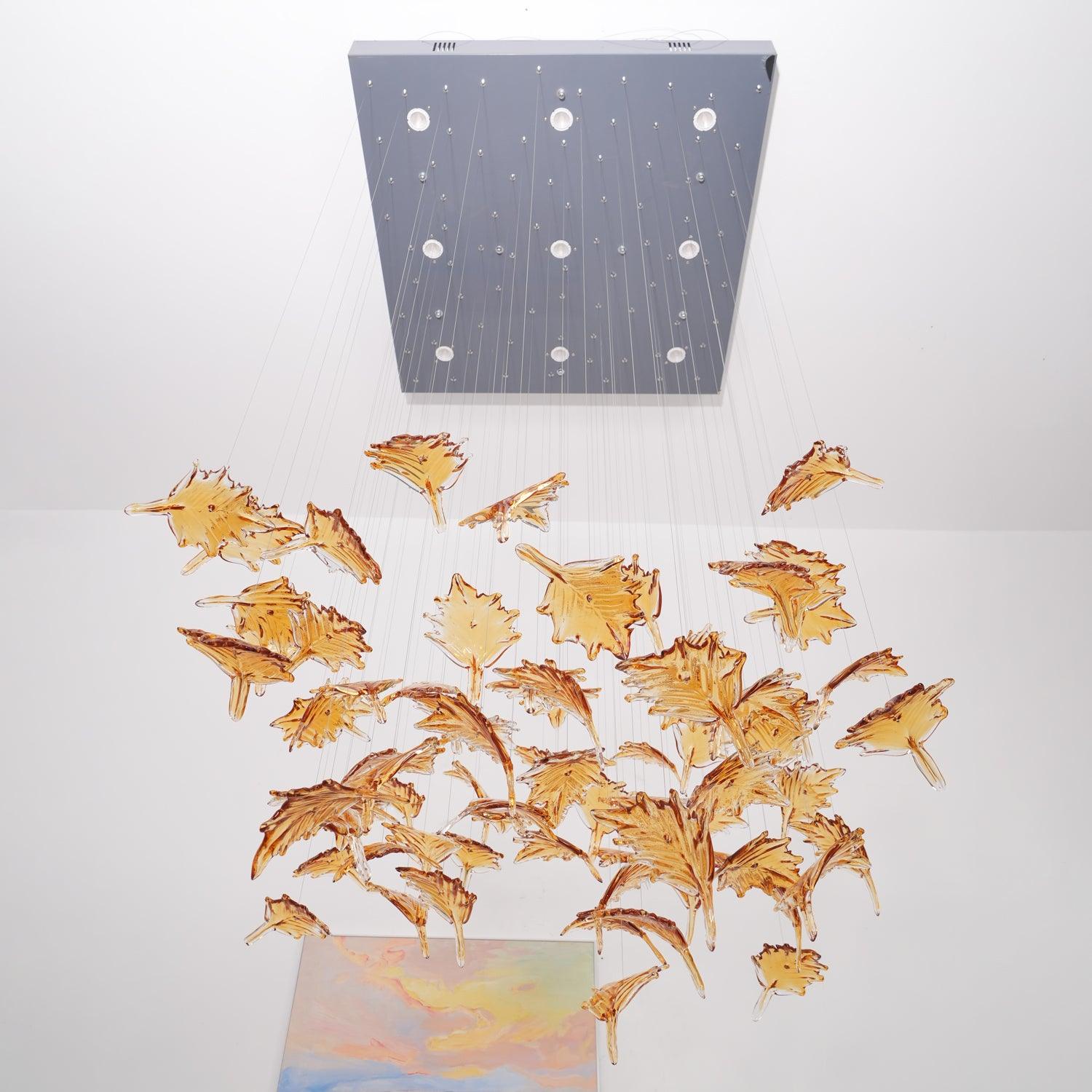 Syraean Multicolor Maple Leaf Metal Crystal Chandelier - Lamp Outdoor