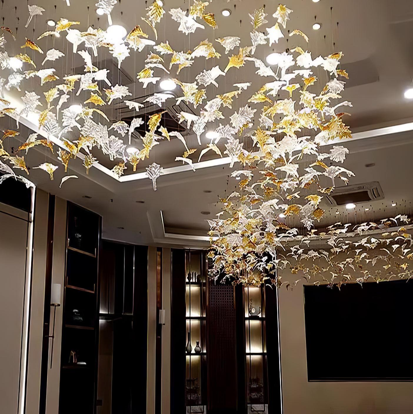 Syraean Multicolor Maple Leaf Metal Crystal Chandelier - Lamp Outdoor
