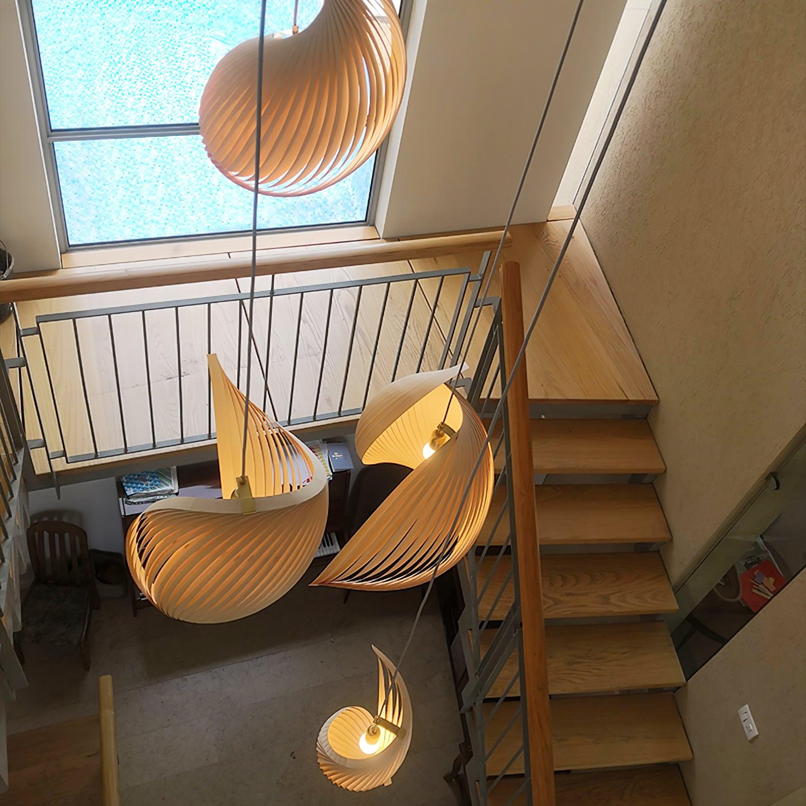 Cumiror Postmodern Luxury Shell Wood Wood Pendant Light - Lamp Outdoor