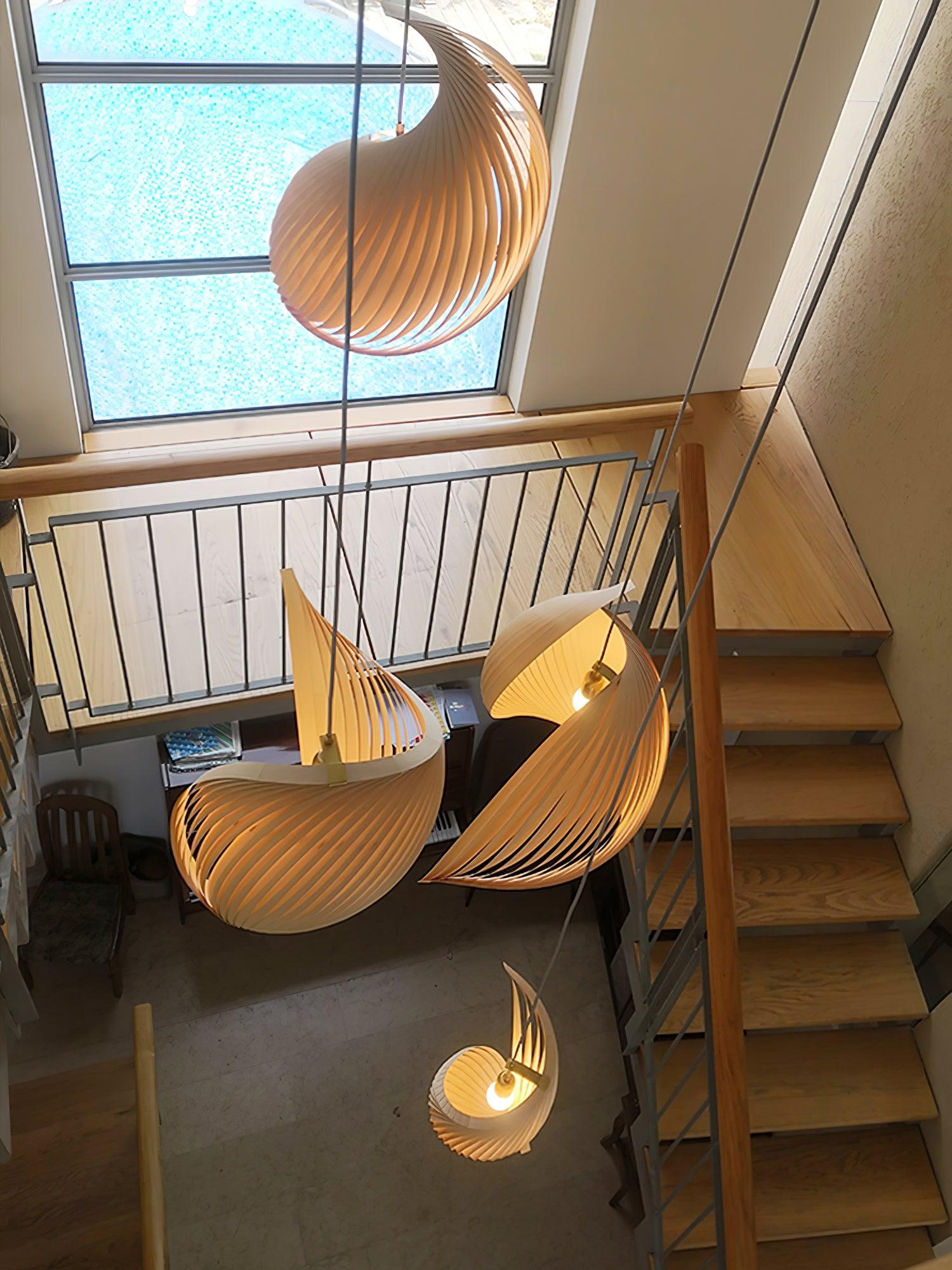 Cumiror Postmodern Luxury Shell Wood Wood Pendant Light - Lamp Outdoor