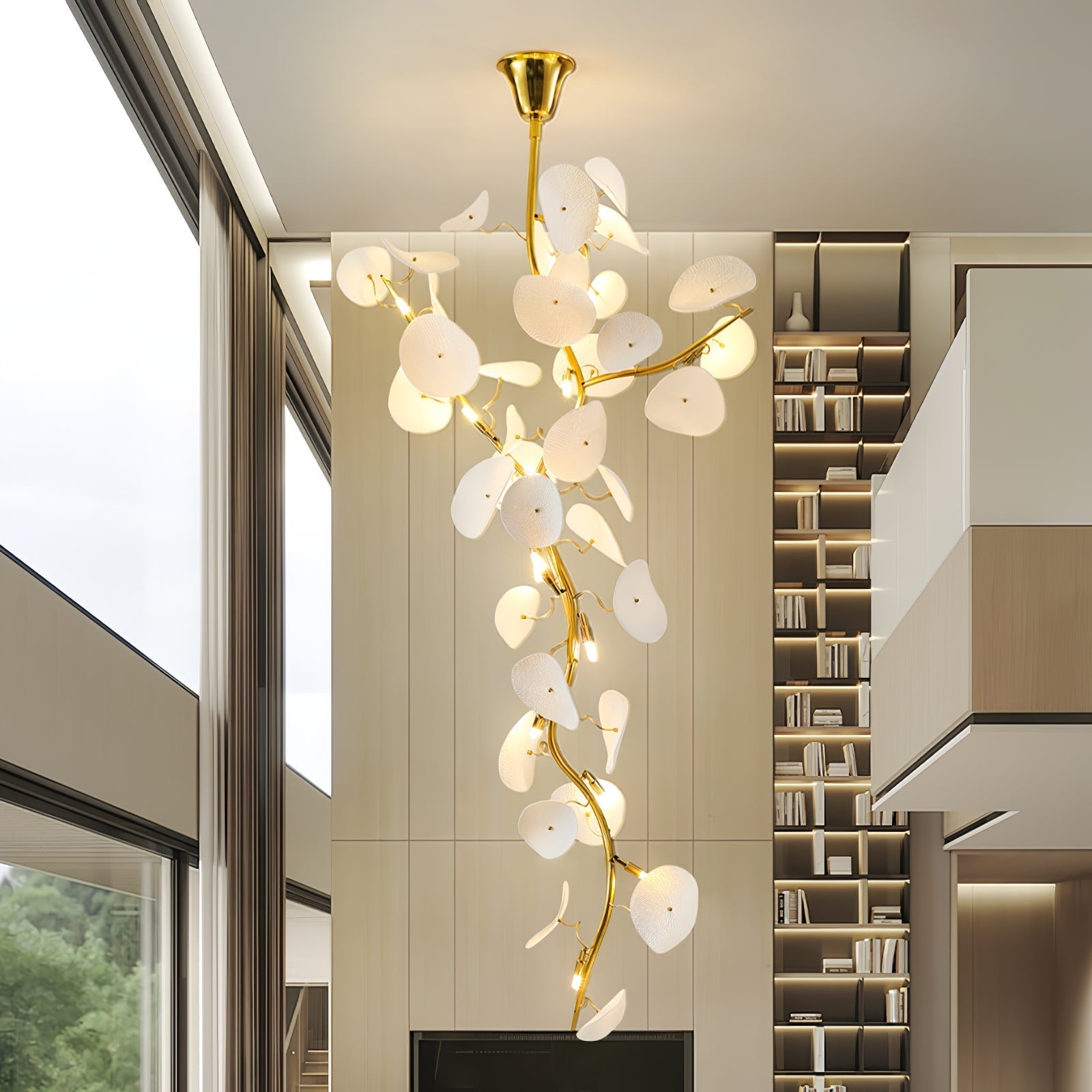 Orthair Branch Ceramic Brass Chandelier - Lamp Outdoor