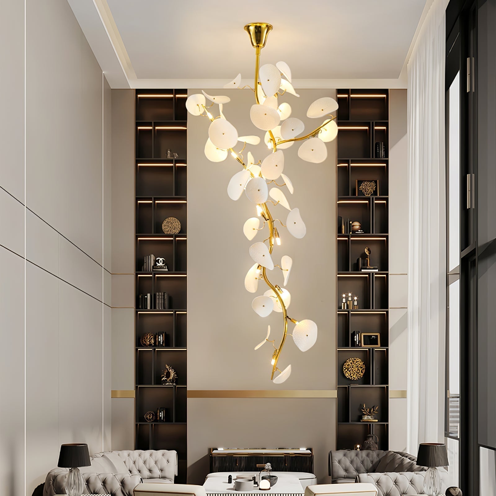 Orthair Branch Ceramic Brass Chandelier - Lamp Outdoor