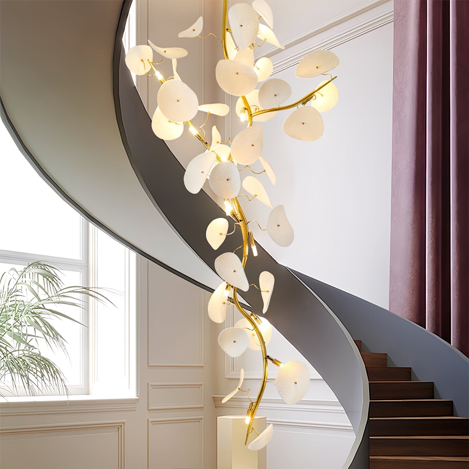Orthair Branch Ceramic Brass Chandelier - Lamp Outdoor