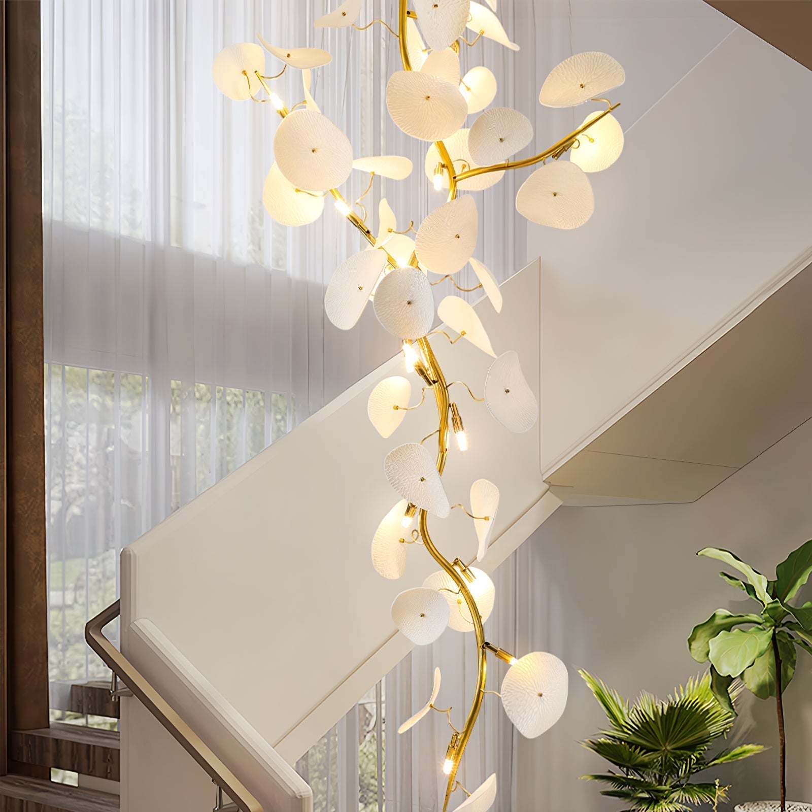 Orthair Branch Ceramic Brass Chandelier - Lamp Outdoor