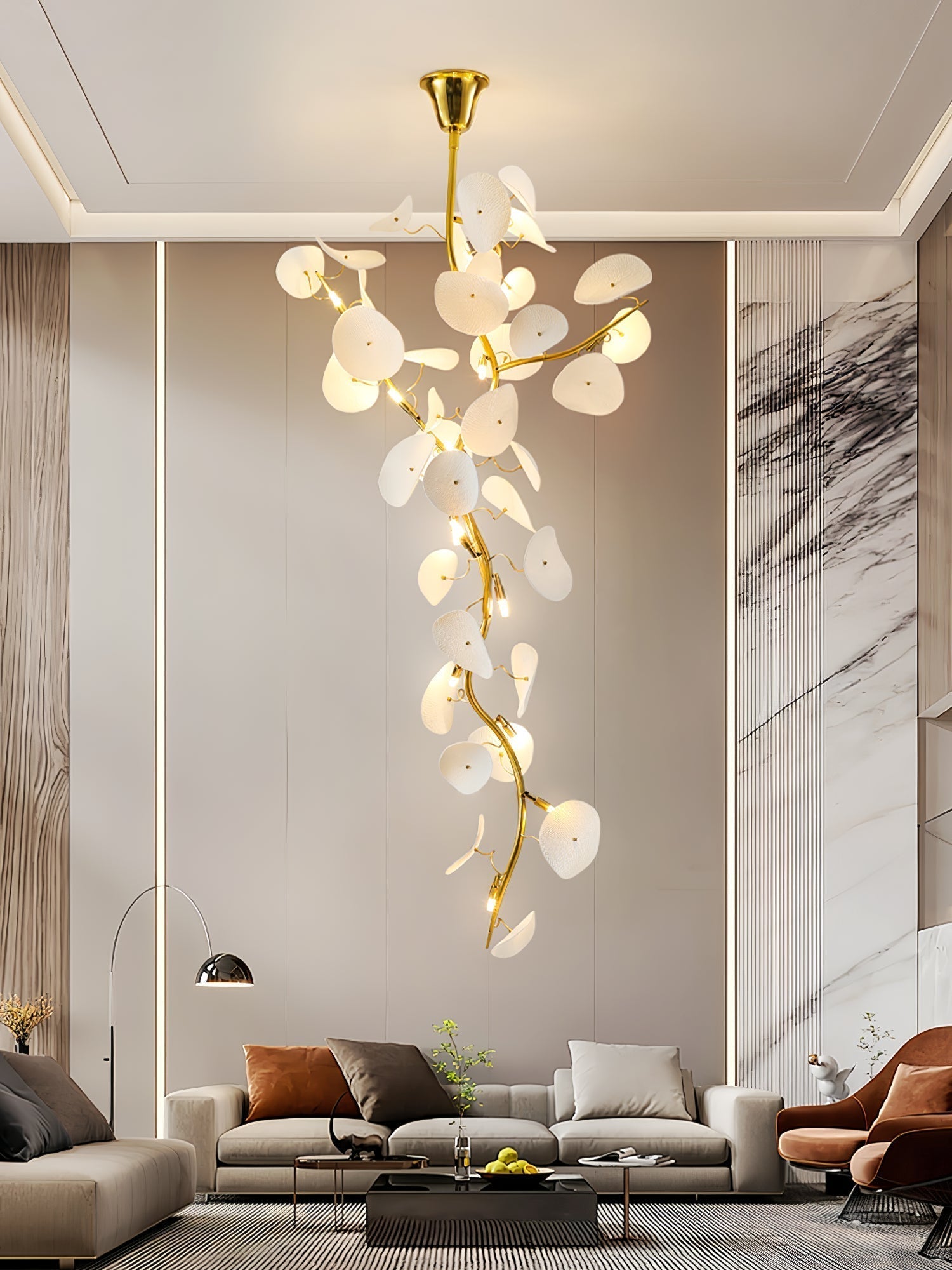 Orthair Branch Ceramic Brass Chandelier - Lamp Outdoor