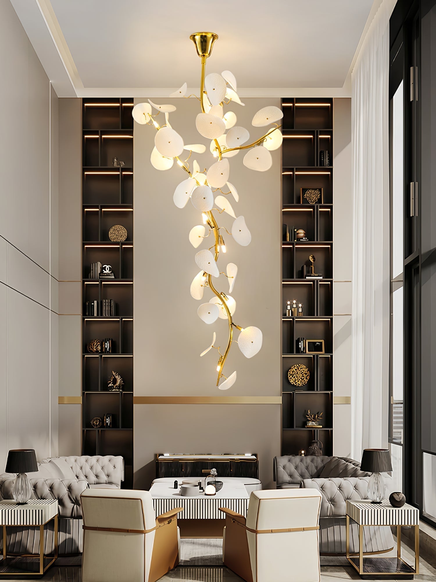 Orthair Branch Ceramic Brass Chandelier - Lamp Outdoor