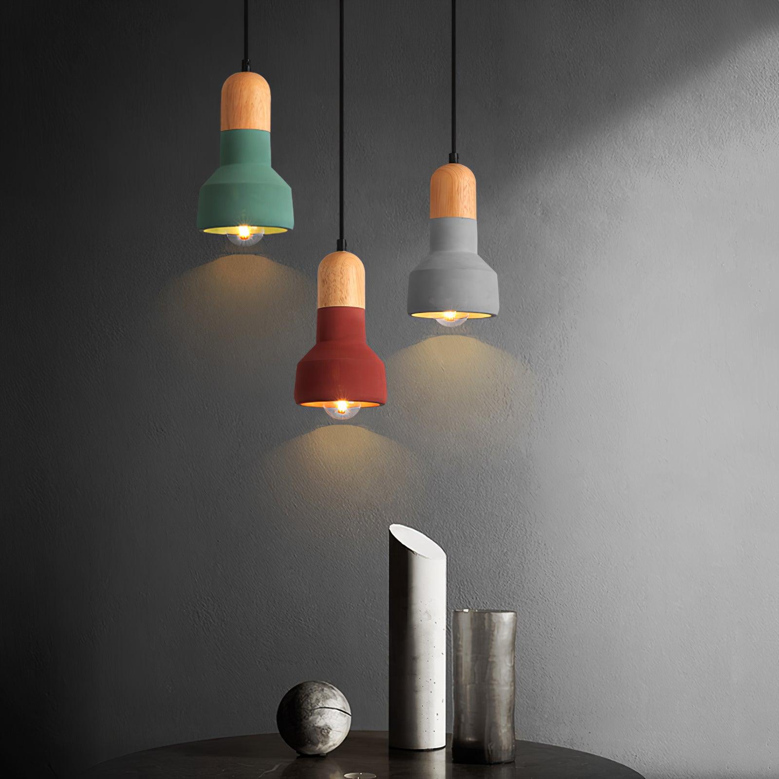 Trio Rustic Wood Pendant Light - Lamp Outdoor