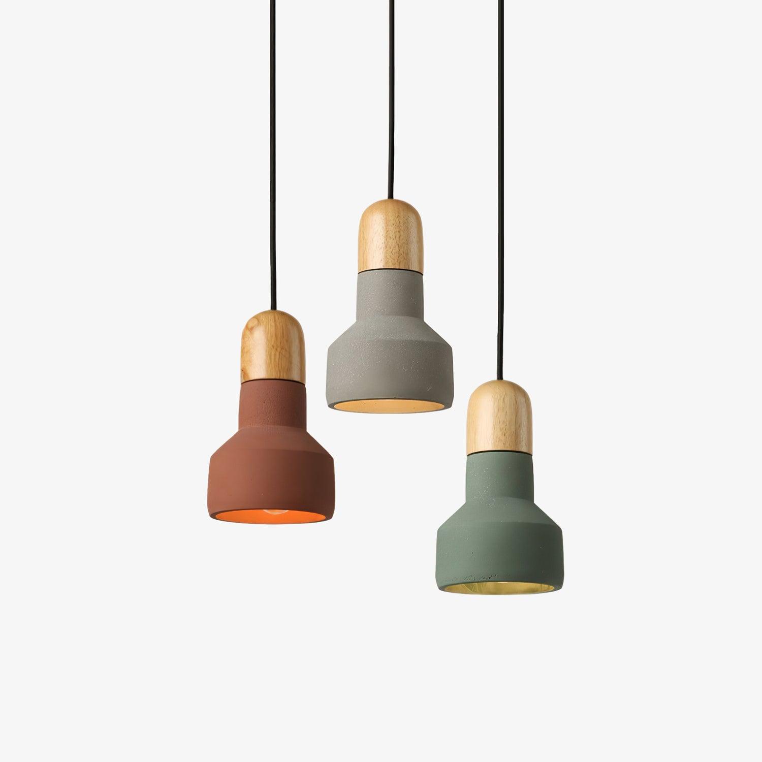 Trio Rustic Wood Pendant Light - Lamp Outdoor